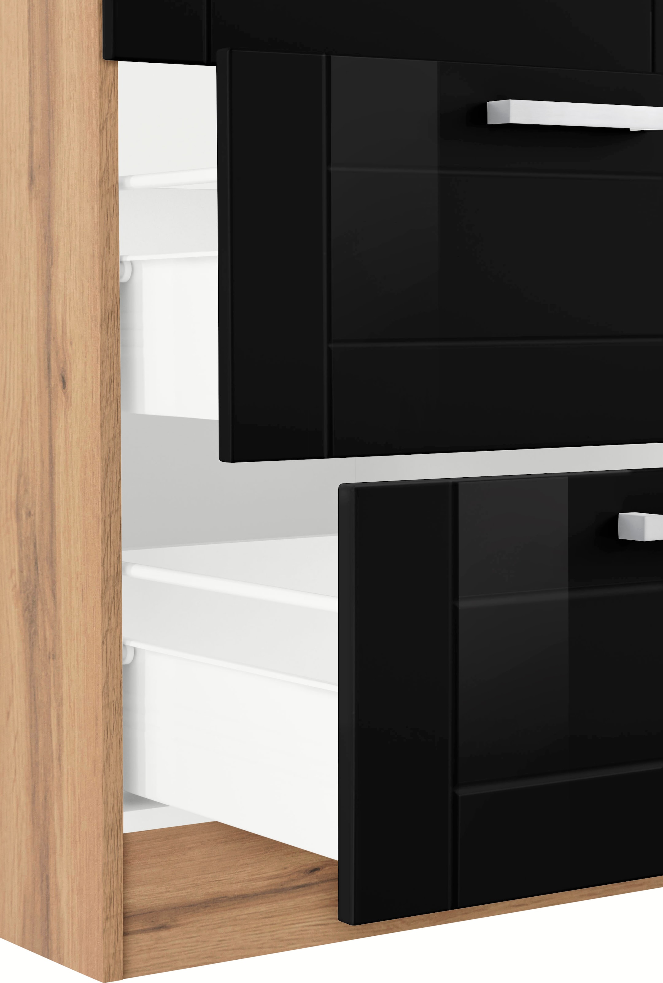 KOCHSTATION Kochfeldumbauschrank »KS-Tinnum« 60 cm breit, 2 Auszüge, Metallgriffe, MDF Fronten