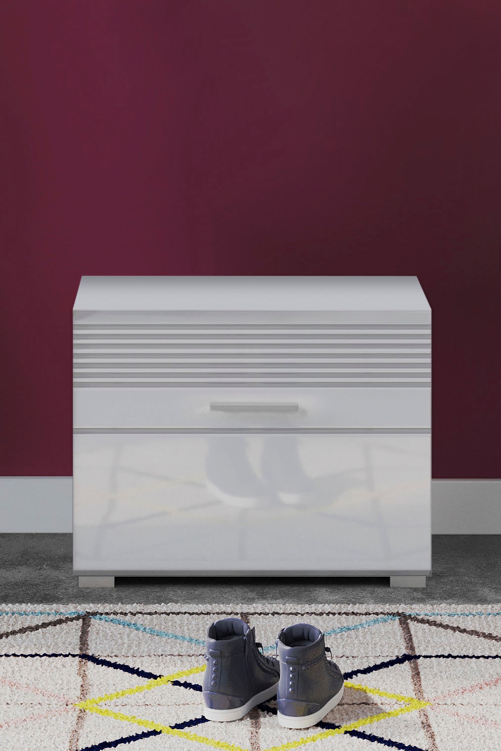 INOSIGN Sitzbank »Malmö, Breite 60 cm, 1 Tür, 2 Fächer, hochwertige MDF Front«, Rillenfräsung, Bank, Schuhbank, Garderobenbank, Dielenbank