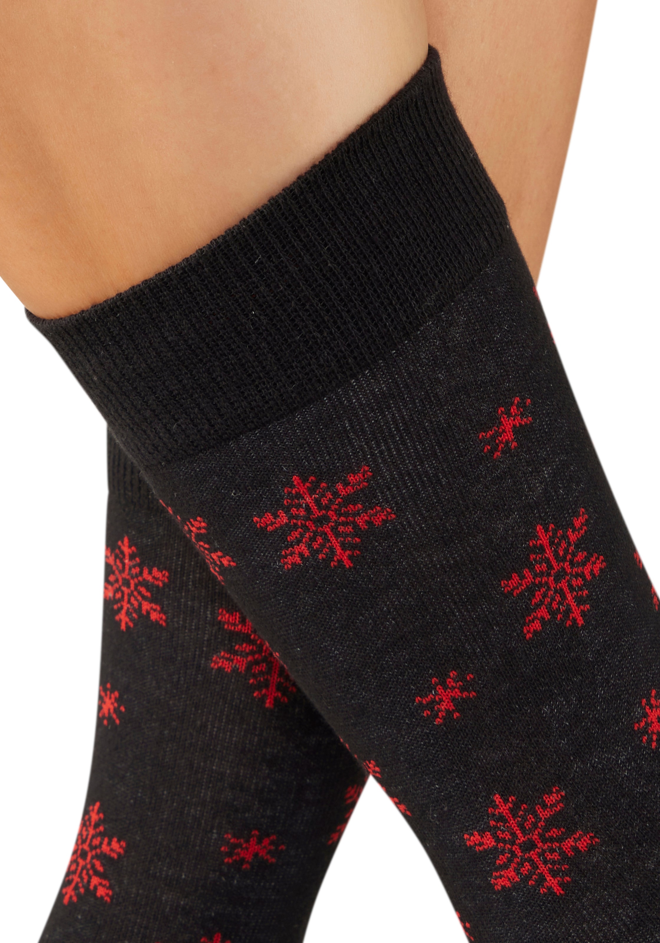 LASCANA Chaussettes Packung, 3 Couple tlg. mit weihnachtlichem Dackelmotiv