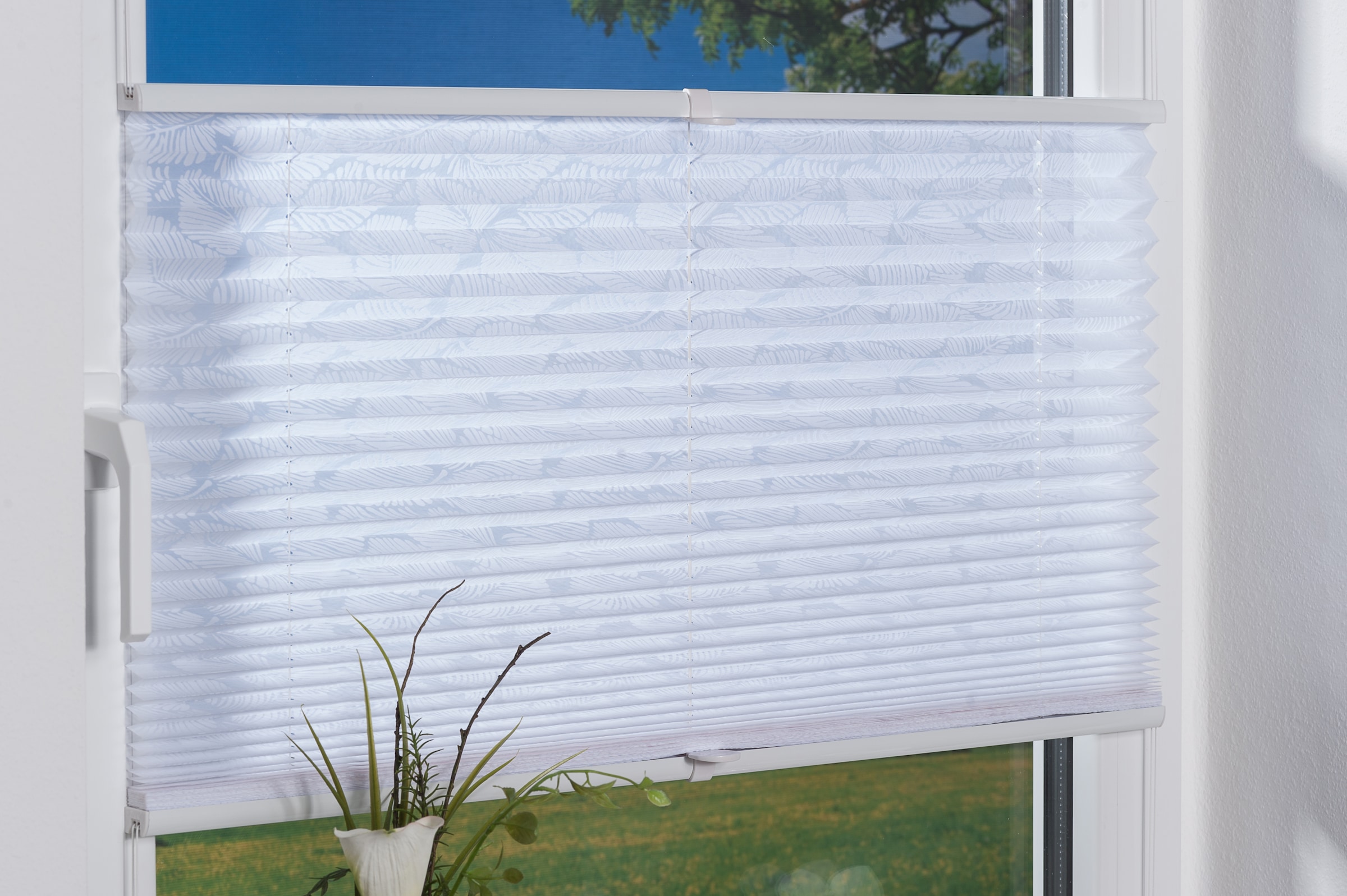 K-HOME Plissé »Capri« protection contre la lumière Aucun perçage requis Tissu burnout