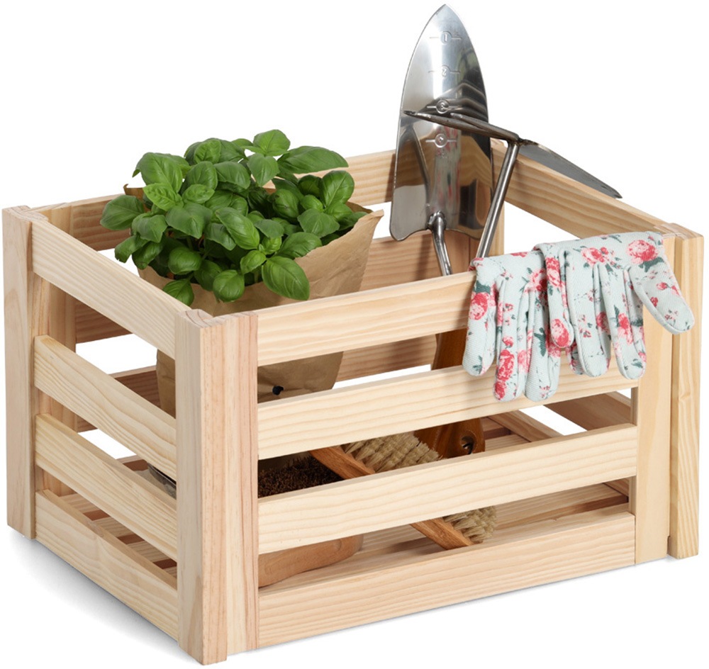 Zeller Present Aufbewahrungsbox "Leisten, Kiefer" natürliches Holz, vielseitig, Stecksystem