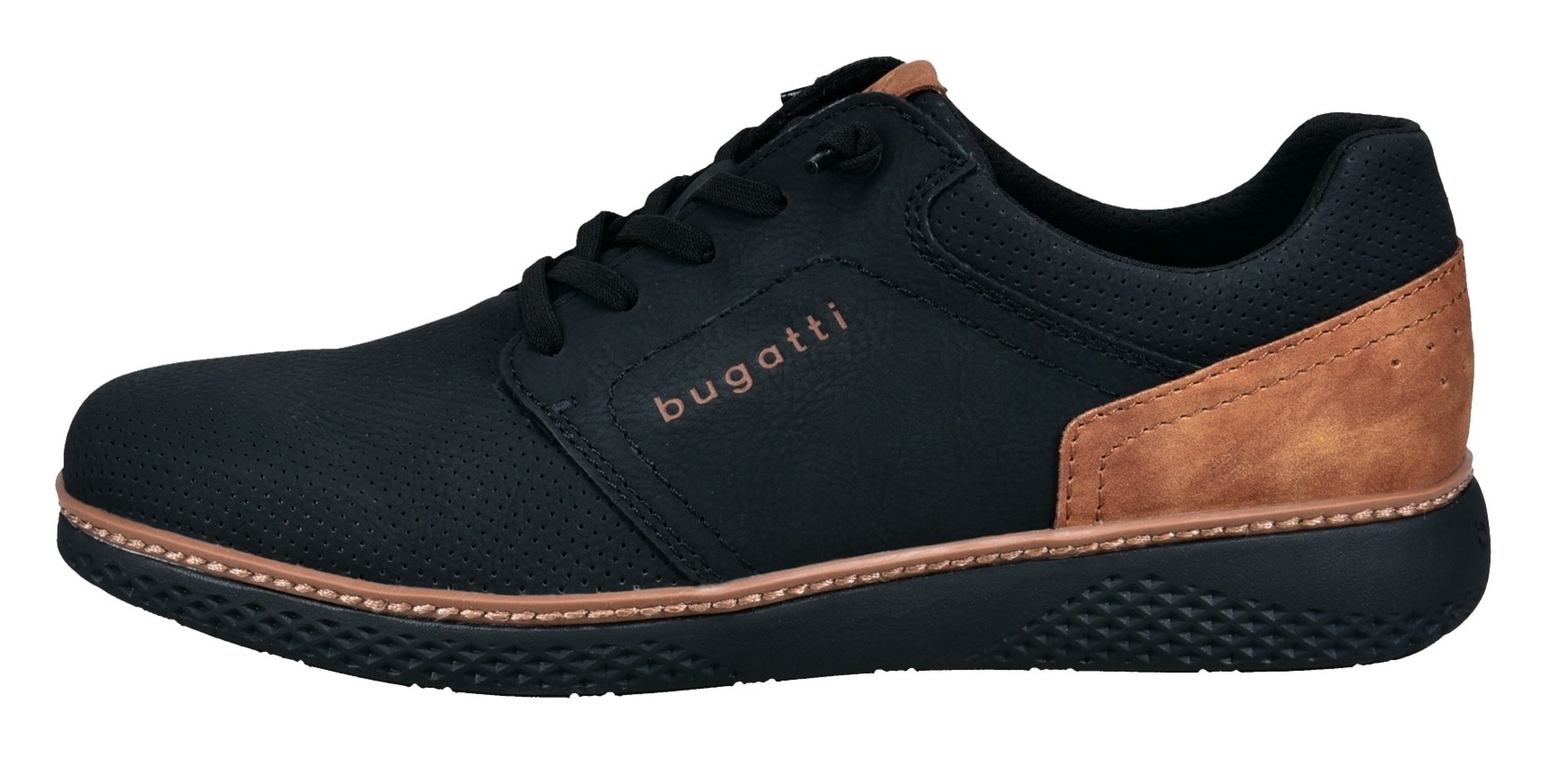 bugatti Slip-On Sneaker, Halbschuh, Freizeitsneaker mit Perforation, elastische Schnürsenkel