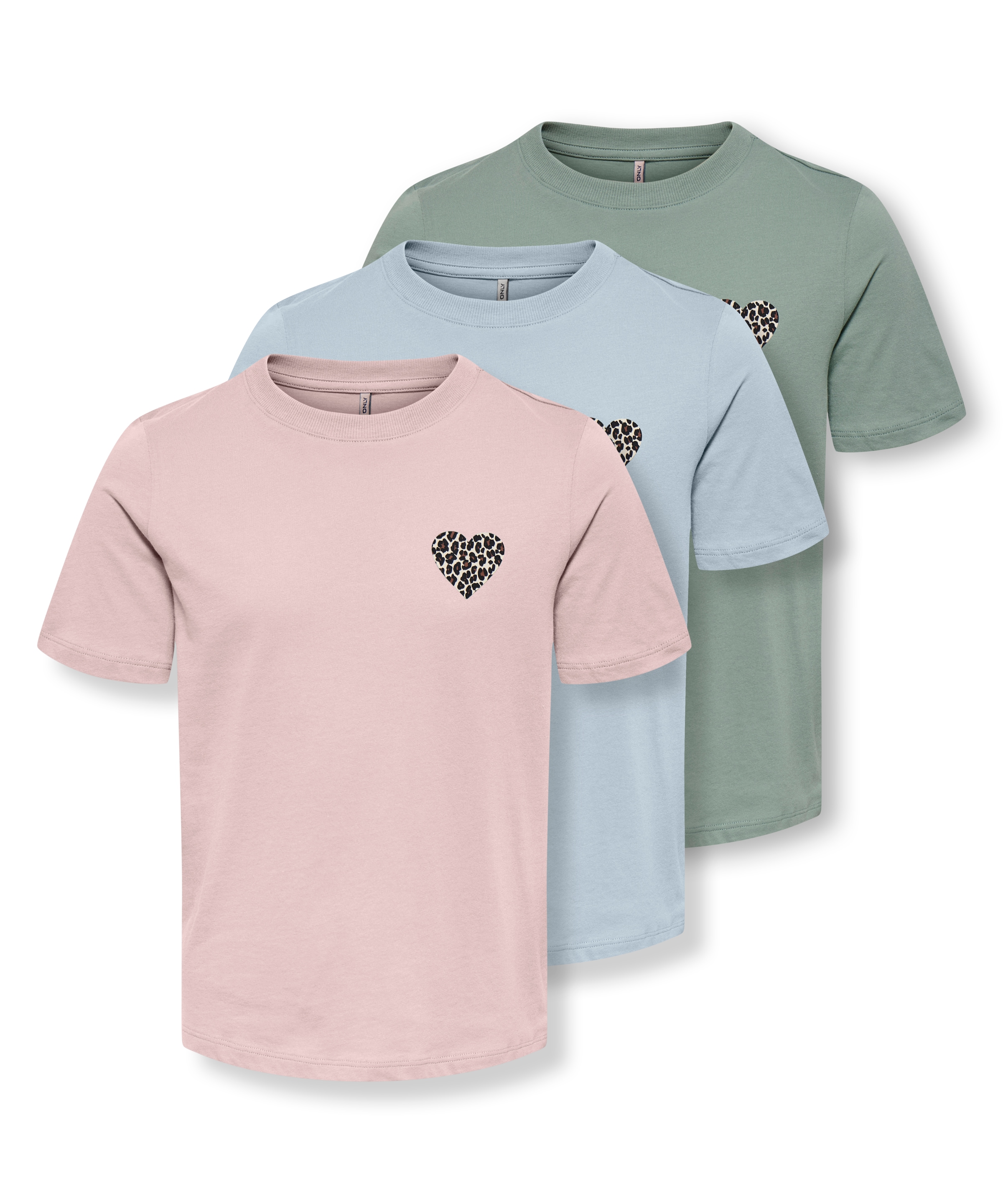 Image of KIDS ONLY T-Shirt "KOGREXI HEART REG. SS TOP 3-PACK JRS" Packung, 3