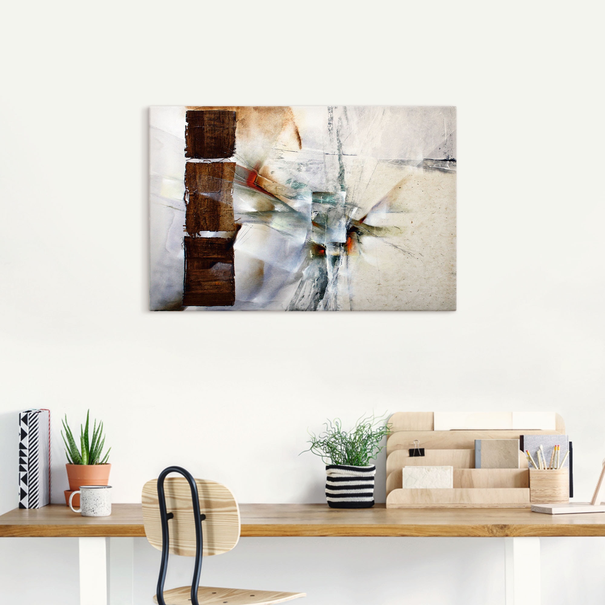 Artland Tableau sur toile »Abstrakte Komposition in weiss« 1 cuis tlg. auf Holzrahmen gespannt