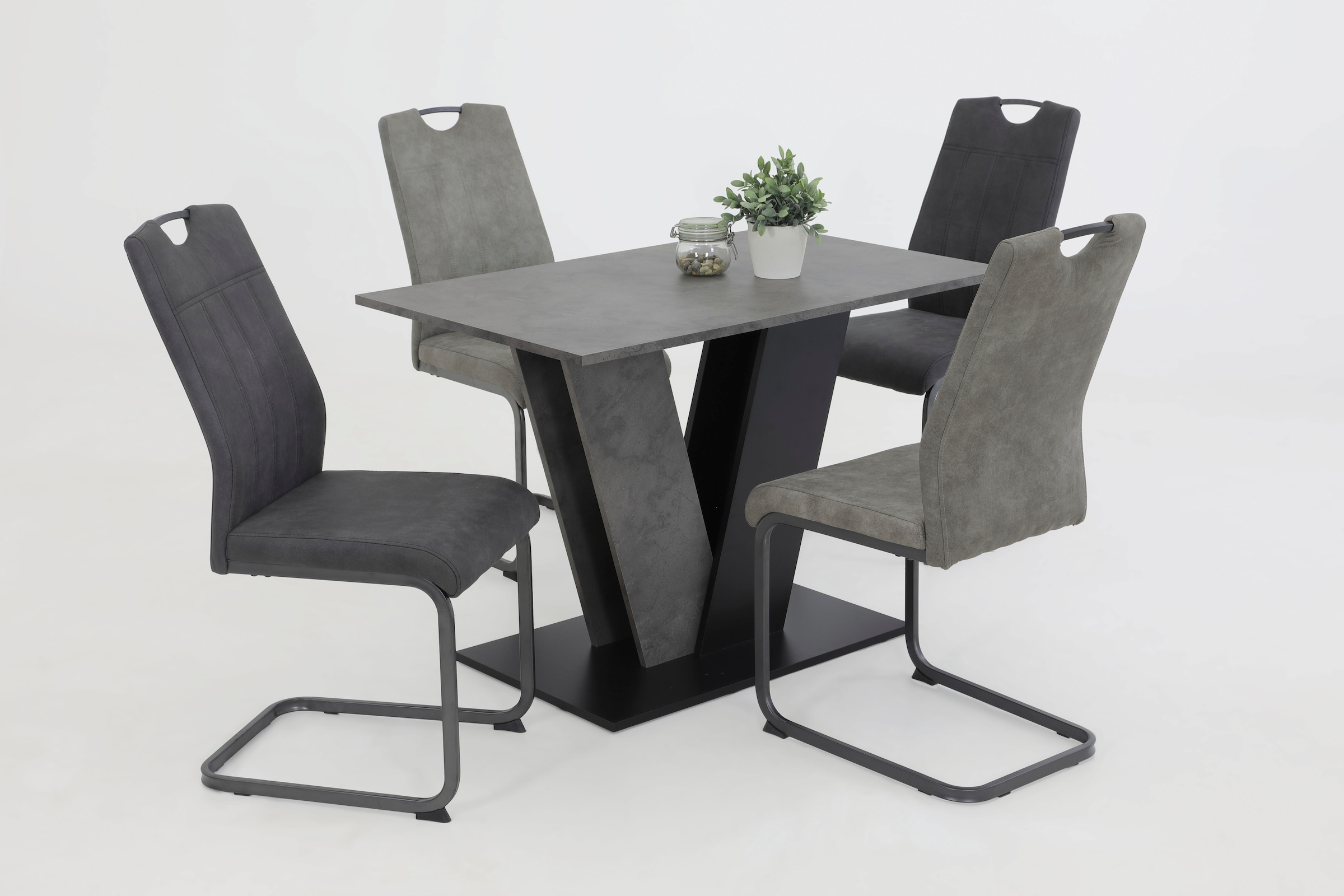 HELA Table de salle à manger »JUDITH mit ABS-Kante« 1 cuis tlg. Melamin, Säulentisch, V-Form, Bodenplatte farblich abgesetzt