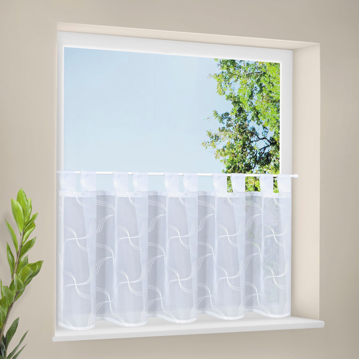 Gerster Rideau »Sabina« Boucles 1 cuis tlg. Schlaufenpanneau bestickt