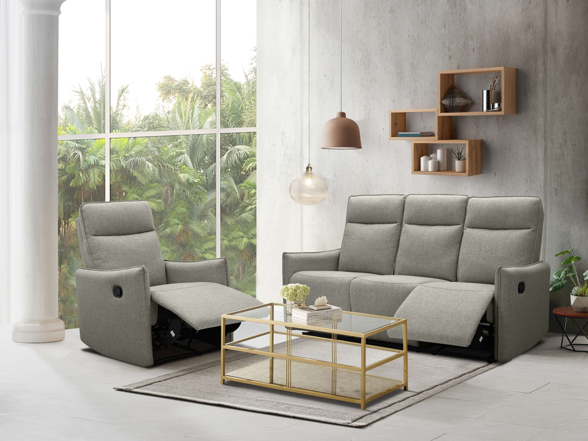 Dorel Home 3-Sitzer »Lugo, Kinosofa mit Reclinerfunktion in Kunstleder und Webstoff«, mit manueller Relaxfunktion in 2 Sitzen