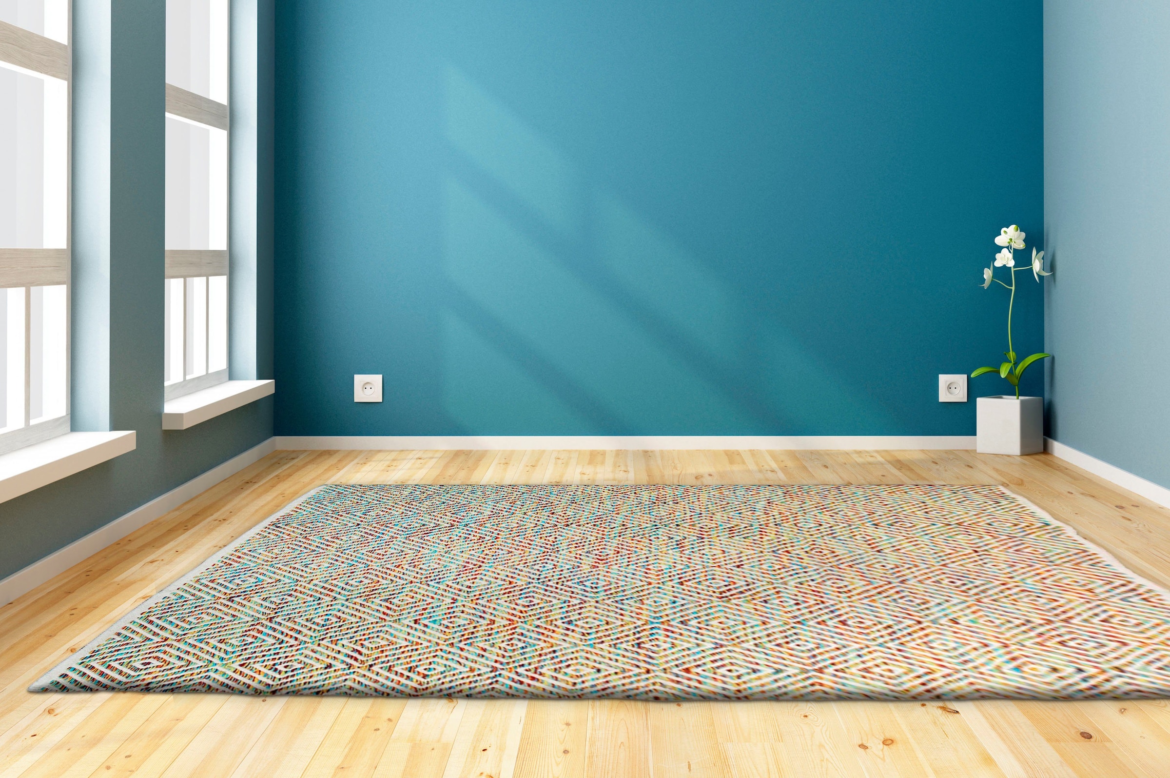 ♕ my 100% Teppich home »Tiara«, versandkostenfrei Teppich rechteckig, Rauten-Muster, mit aus Baumwolle auf