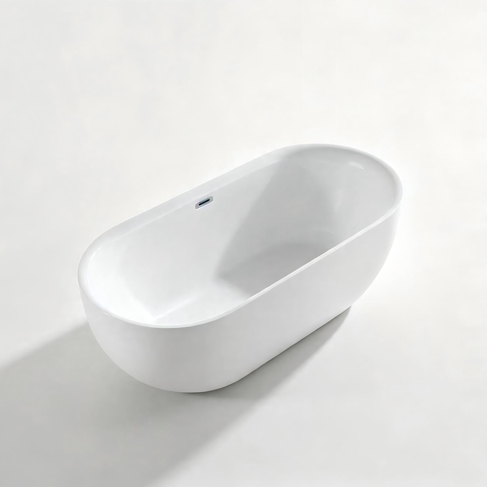 welltime Baignoire »Setubal« Höhe 62 cm Avec bouchon de vidange | Débordement | Pieds réglables contre le mur, en acrylique sanitaire de haute qualité, avec valve pop-up