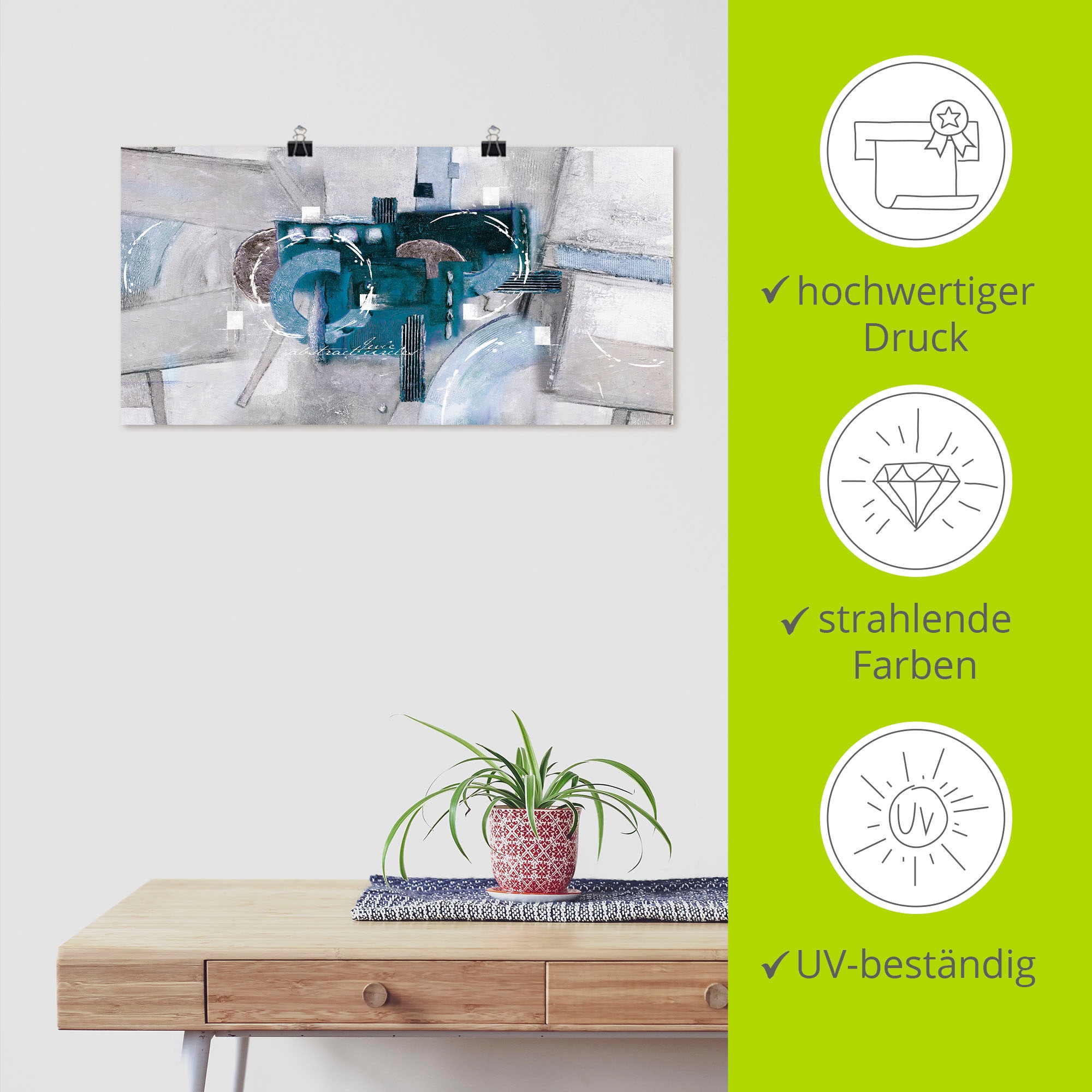 Artland Fresque murale »Abstrakte blaue Kreise« 1 cuis tlg. als Alubild, Leinwandbild, Poster in verschied. Grössen