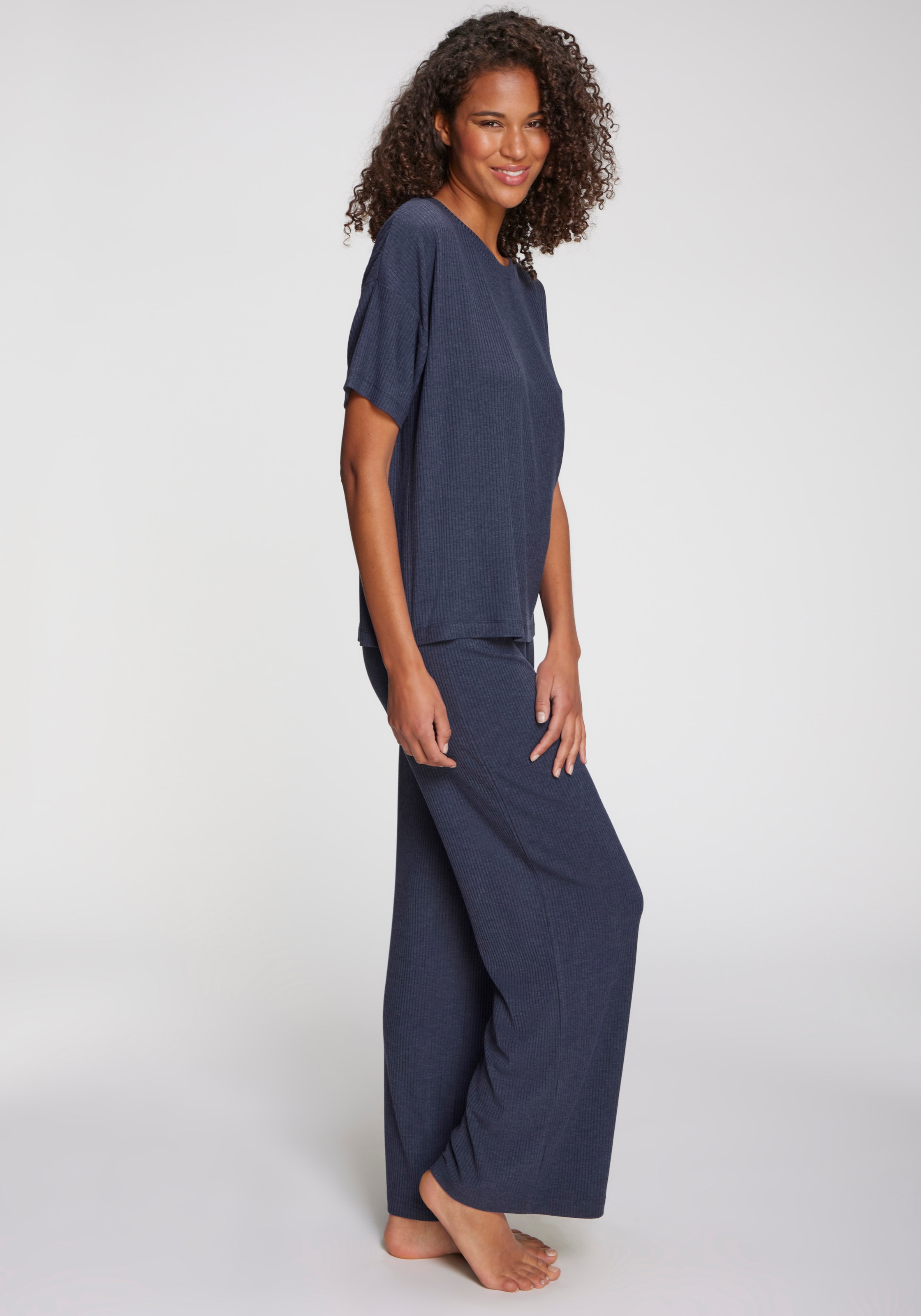 s.Oliver Pyjamahose, Aus weicher Rippqualität