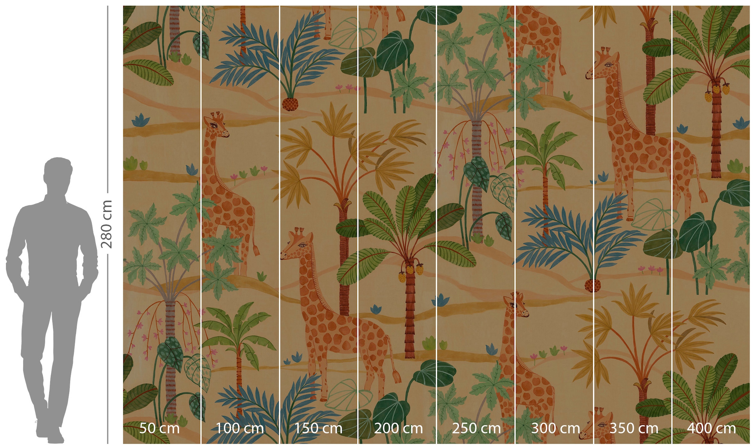 Komar Vliestapete »Digitaldruck Vlies - Giraffe Crew - Grösse 400 x 280 cm«, bedruckt, Kinderzimmer