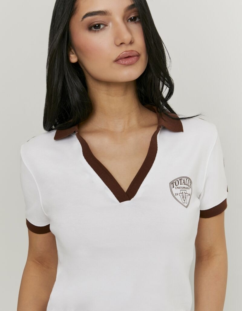 Tally Weijl Polo »STSCOMITSKI« Baumwollmischung, Poloshirt, verkürzt geschnitten