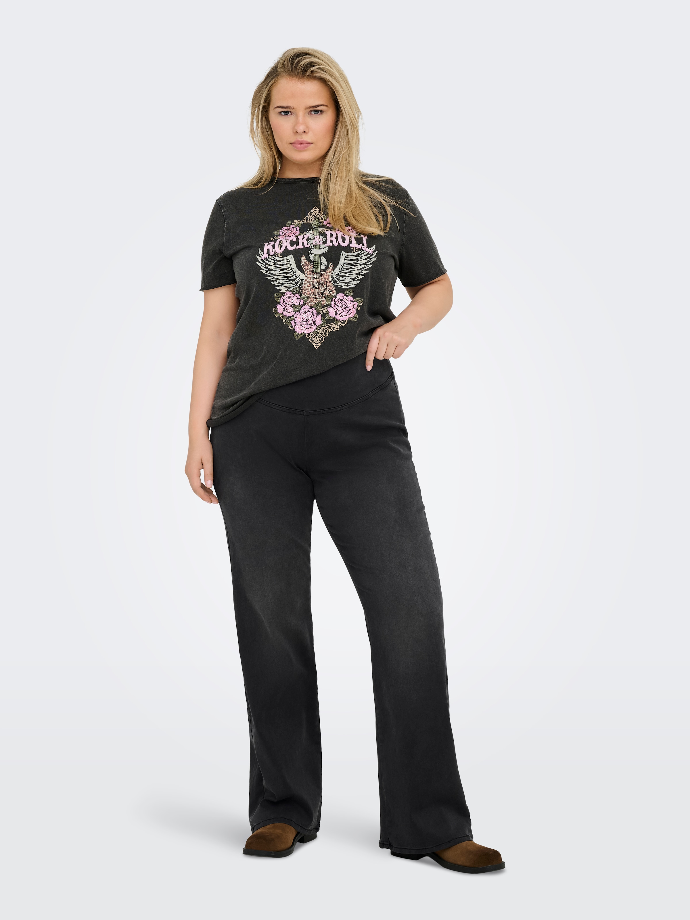 ONLY CARMAKOMA Jeansleggings »CARROYAL MID WAIST FLARED LEGGING«