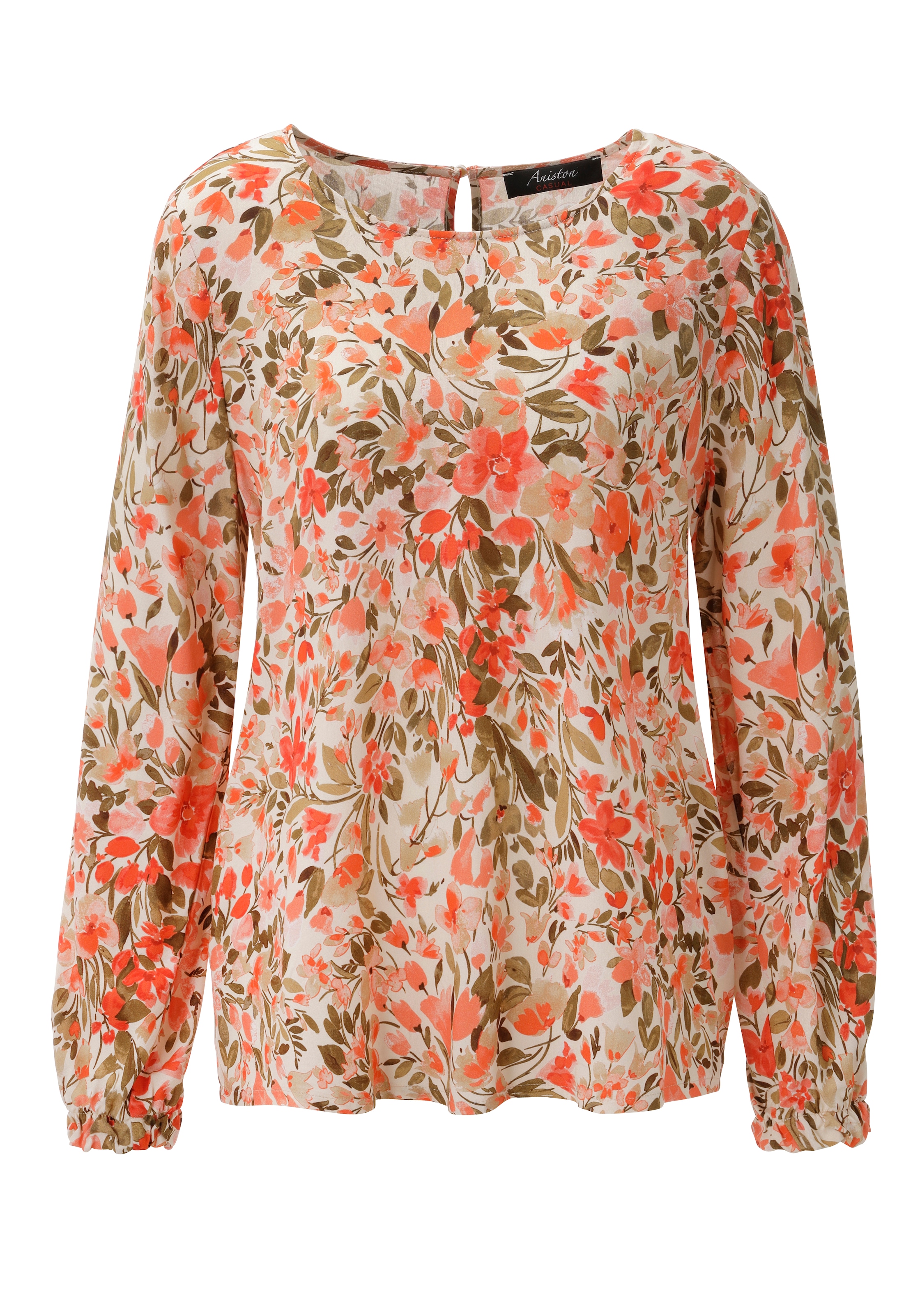 Aniston CASUAL Schlupfbluse mit farbharmonischem Blumendruck - NEUE KOLLEKTION