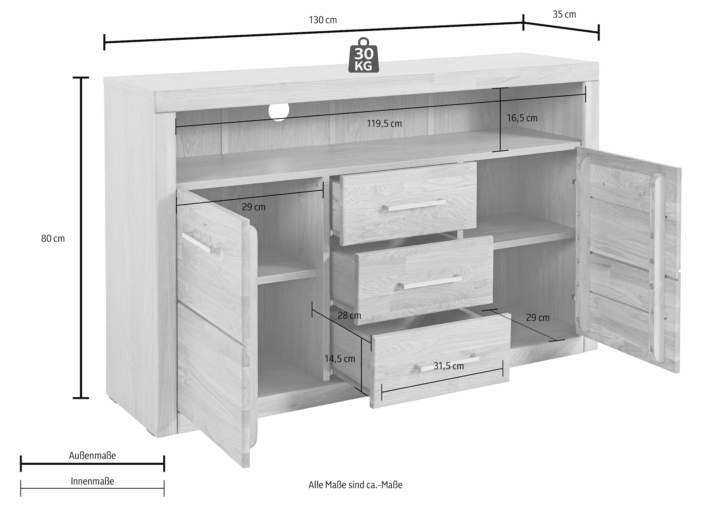 Home affaire Sideboard »Ribe«, Breite 130 cm