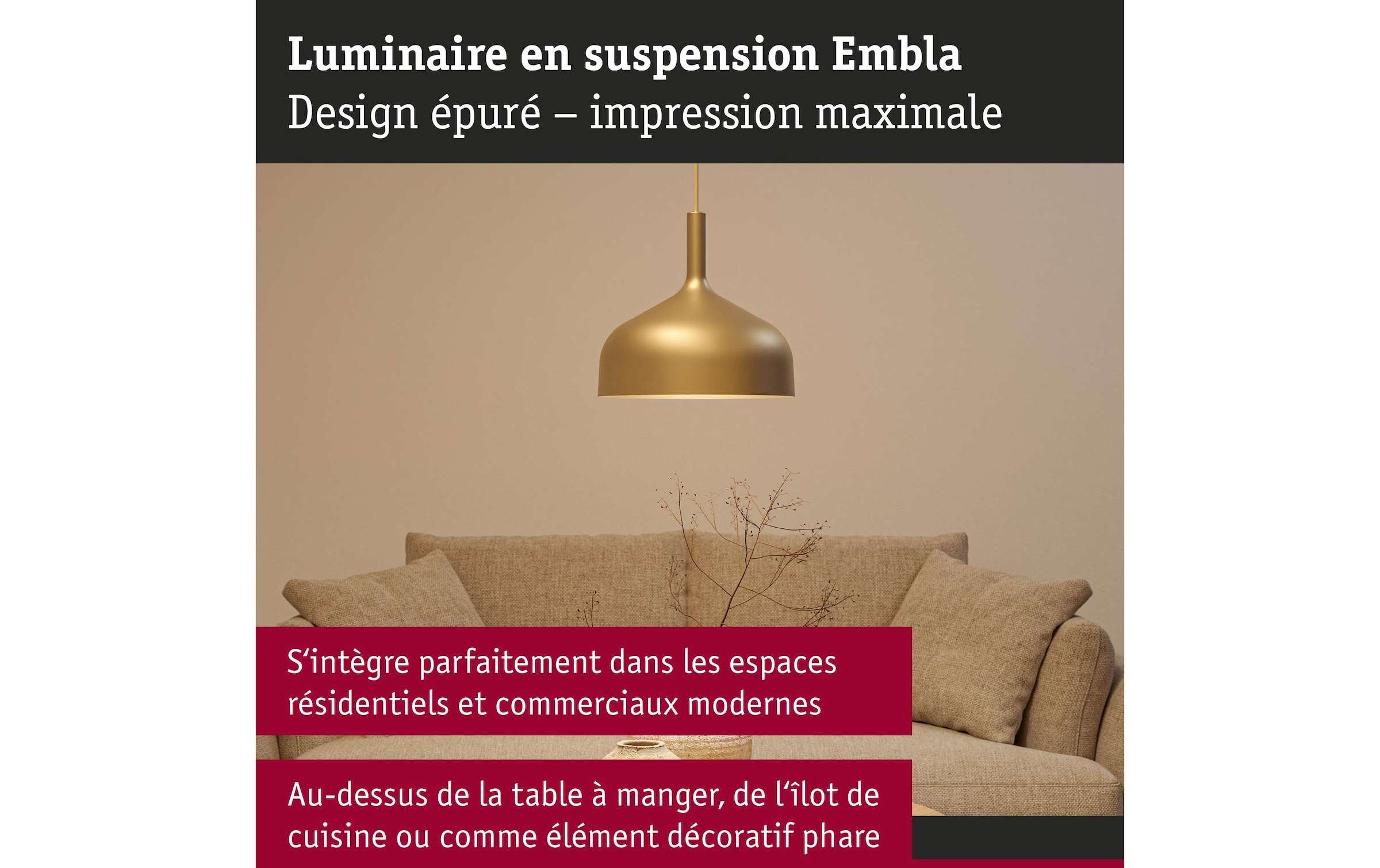Paulmann Lampe suspendue »Pendelleuchte Embla II E27 Metall Metall«