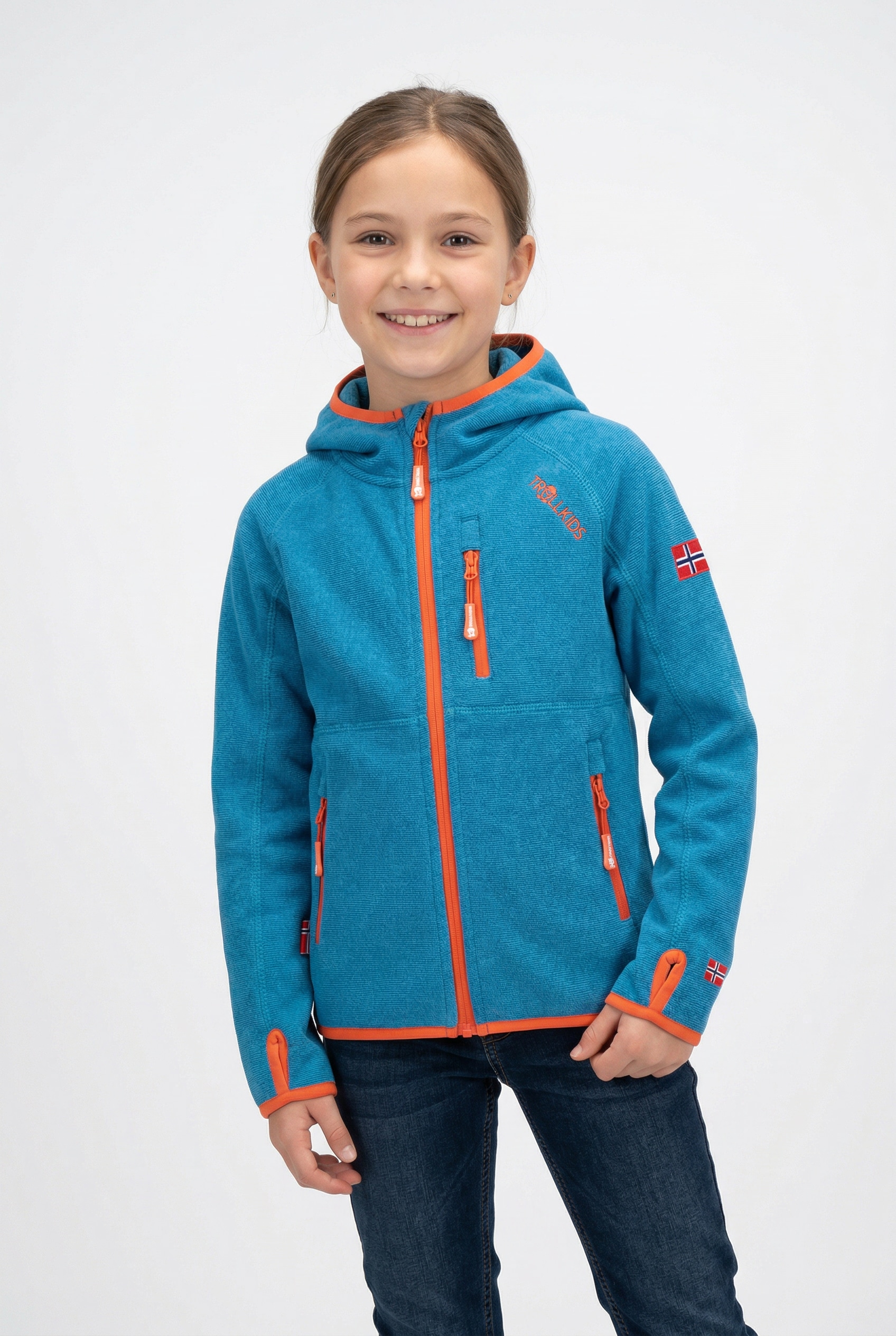 TROLLKIDS Veste polaire »Kids Sandefjord Jacket« pour enfants, avec fermeture éclair, déperlant, coupe-vent, manches longues