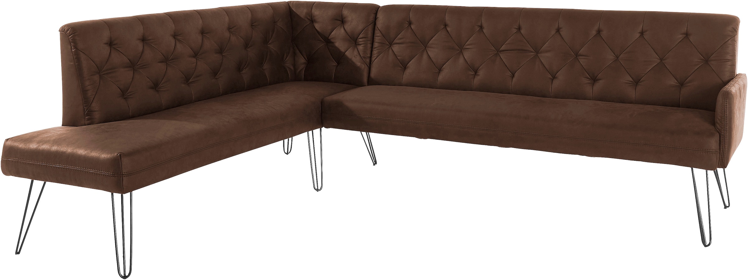 exxpo - sofa fashion Eckbank »Doppio, Chesterfield Optik, komfortabel und bequem, hohe Designfüsse«, Frei im Raum stellbar
