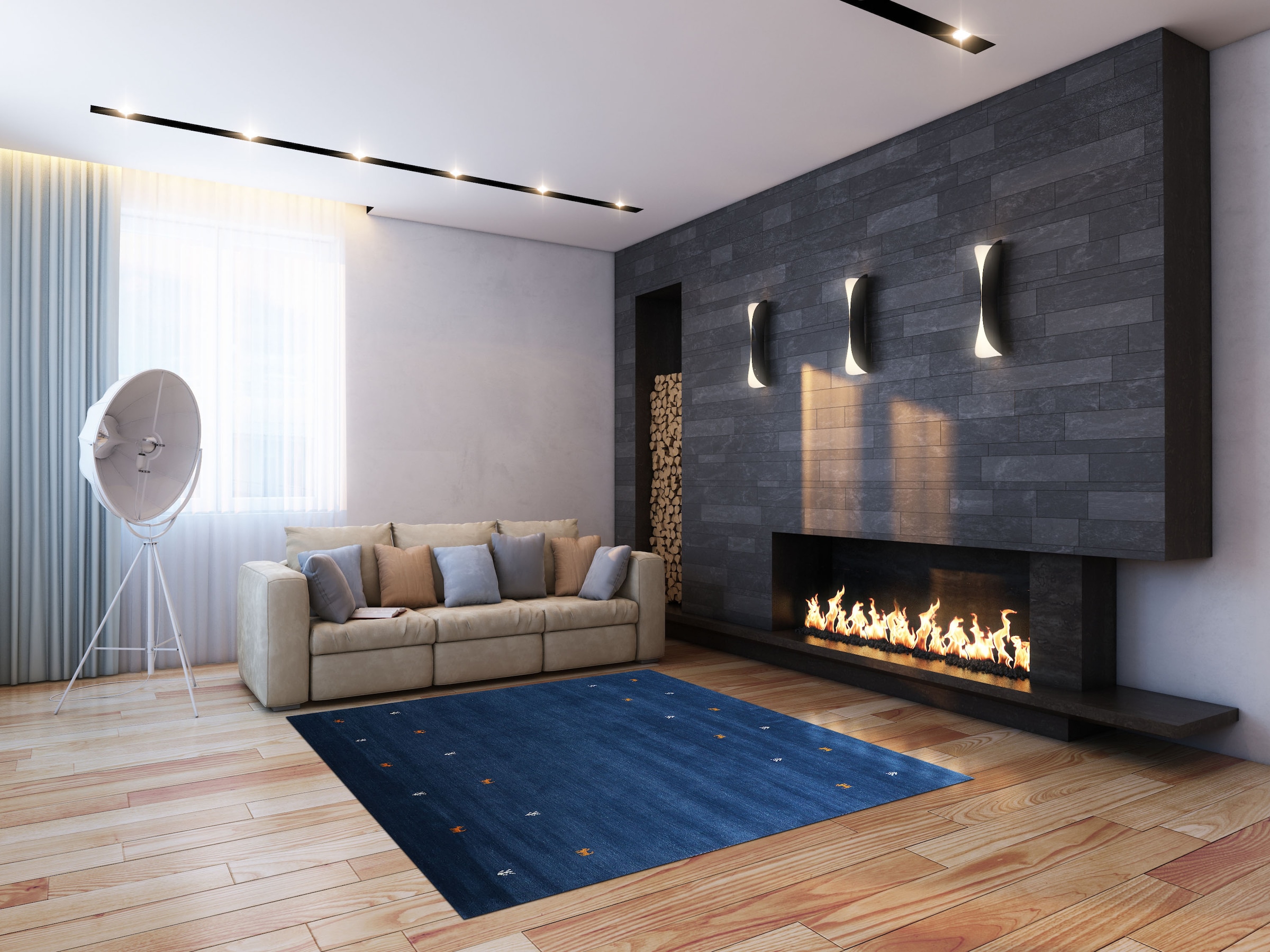 carpetfine Wollteppich »Gabbeh-Uni« quadratisch 15 mm Höhe reine Wolle, handgewebt, Gabbeh Loom Tiermotiv, Sonderform Quadrat