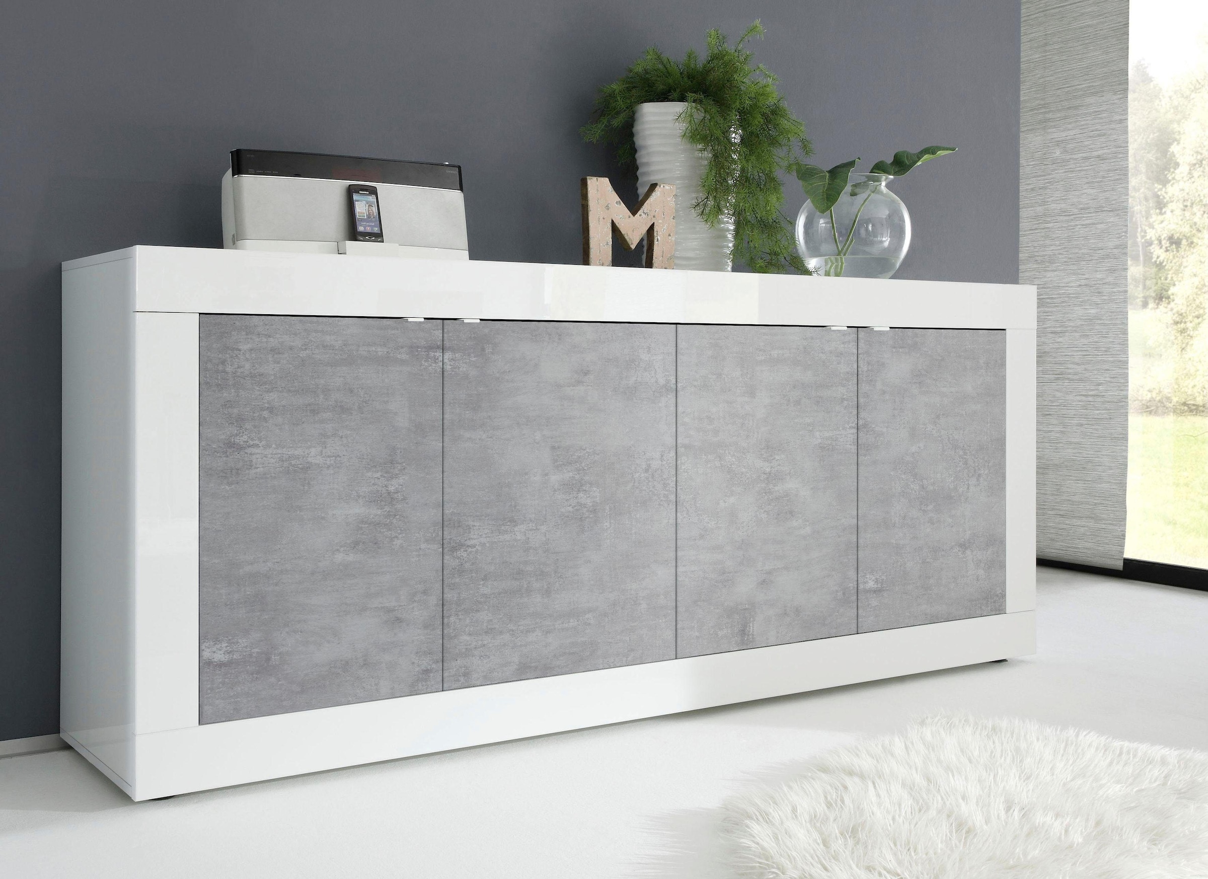 INOSIGN Sideboard »Basic Breite 207 cm, Kommode 4 Türen, Anrichte,«, Metallgriff, moderne Rahmenoptik, viel Stauraum, Farbauswahl