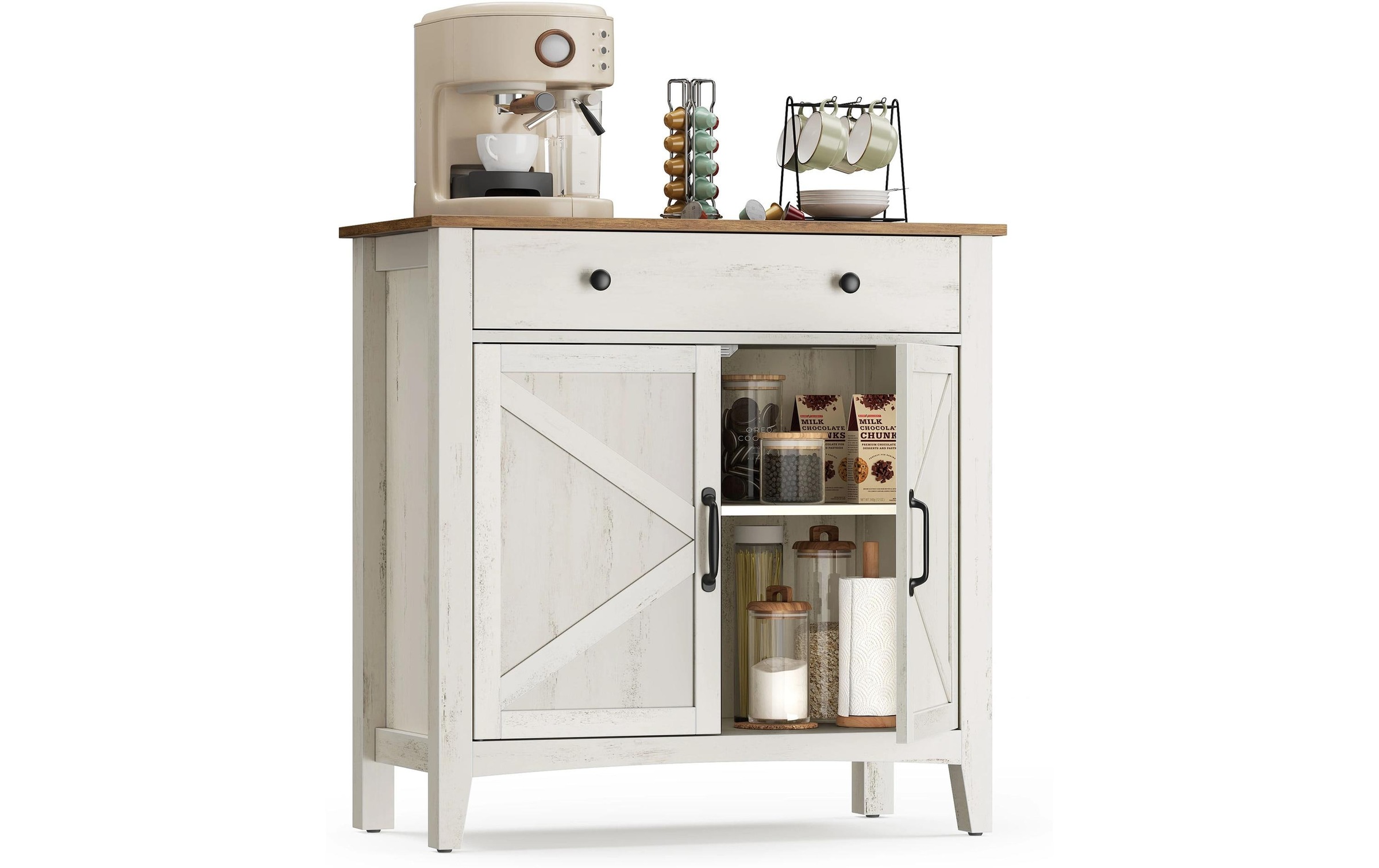 Image of VASAGLE Kommode "VASAGLE Kommode 80 x 80 cm, Beige/Weiss"