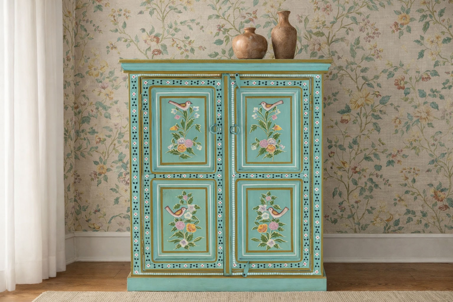 GOODproduct Highboard »Prem« mit dekorativen Fräsungen, handbemalt, Unika-Möbel, Breite 87 cm