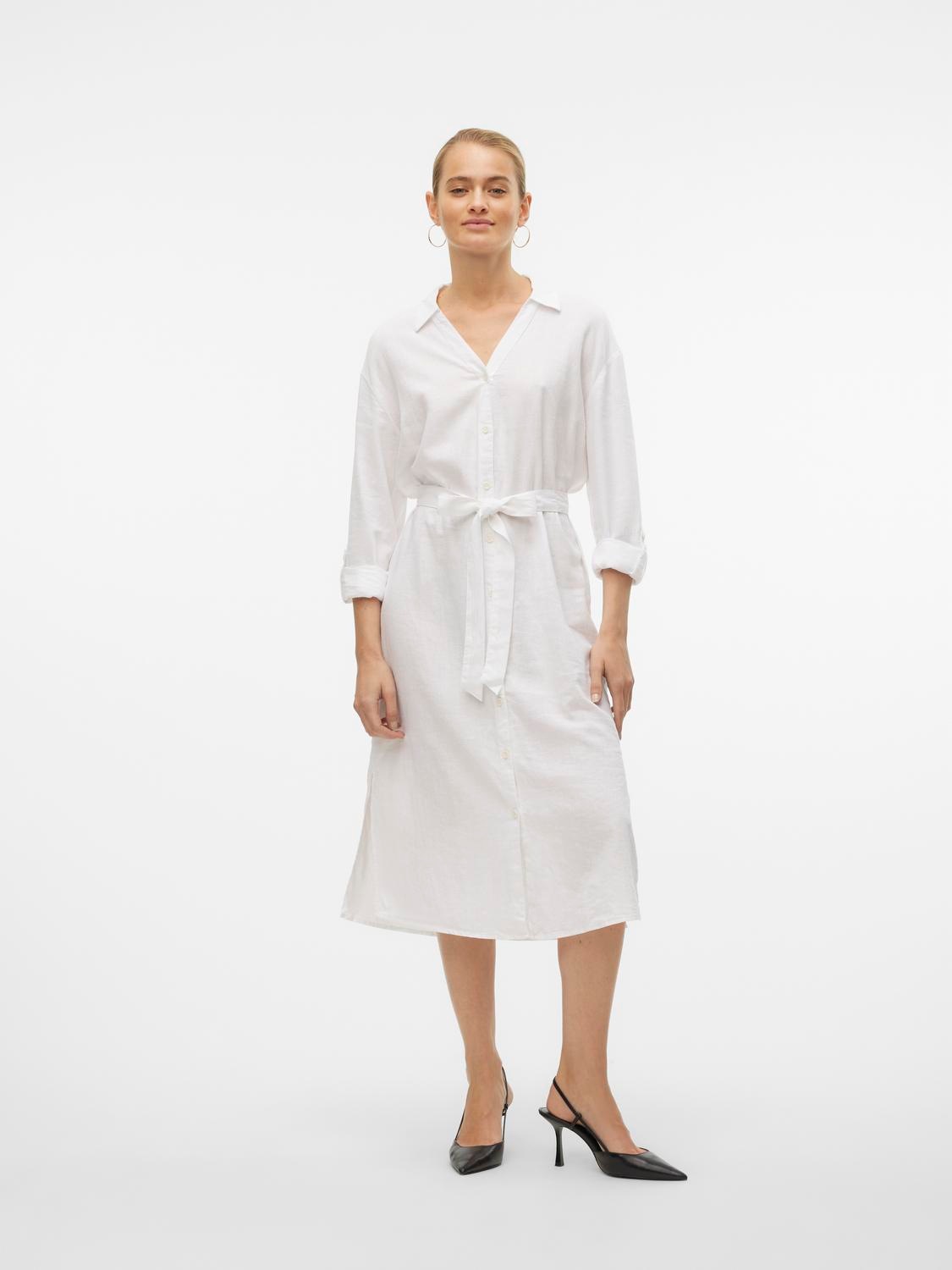 Vero Moda Hemdblusenkleid »VMLINN LOOSE CALF SHIRT WVN NOOS«, Sommerkleid