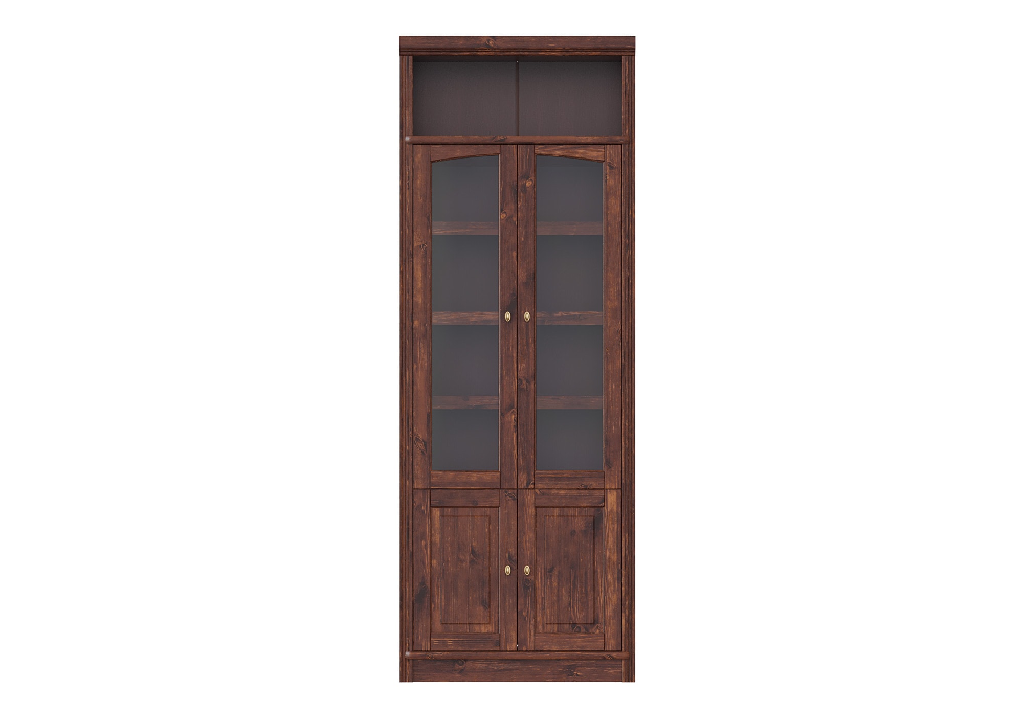 GOODproduct Vitrines »Soeren Regal mit 2 Glastüren und 2 Holztüren, B/TH: 80/29/220 cm« Pin FSC® certifié, 1 compartiment ouvert, 6 compartiments derrière les portes