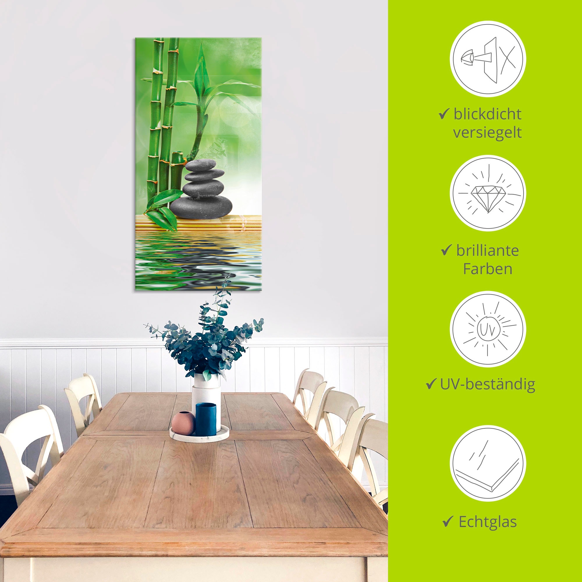 Artland Glasbild »Spa Konzept Zen Basaltsteine«, Zen, (1 St.), in verschiedenen Grössen