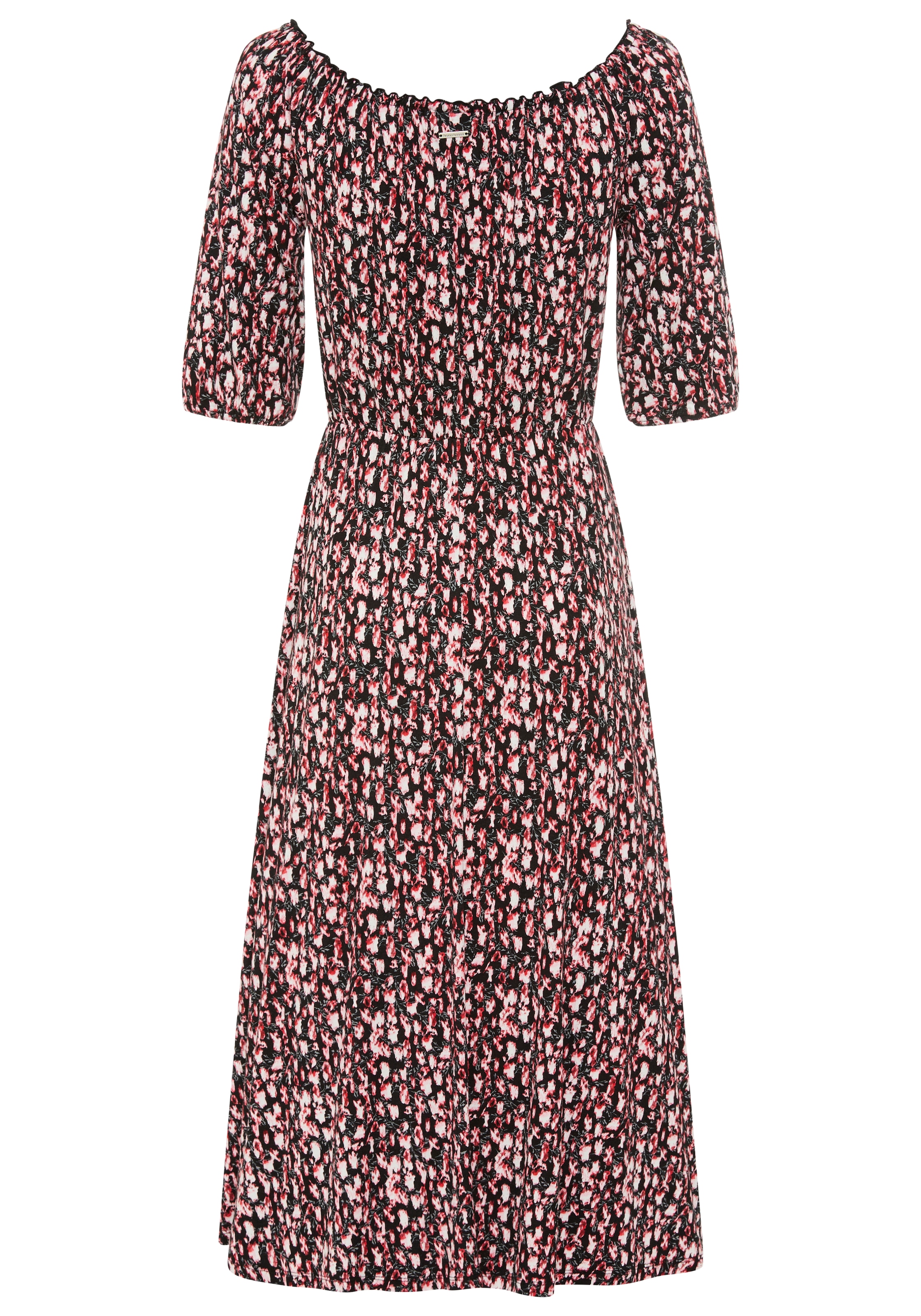 Bruno Banani Maxikleid mit Carmen-Ausschnitt und in geblümter Optik