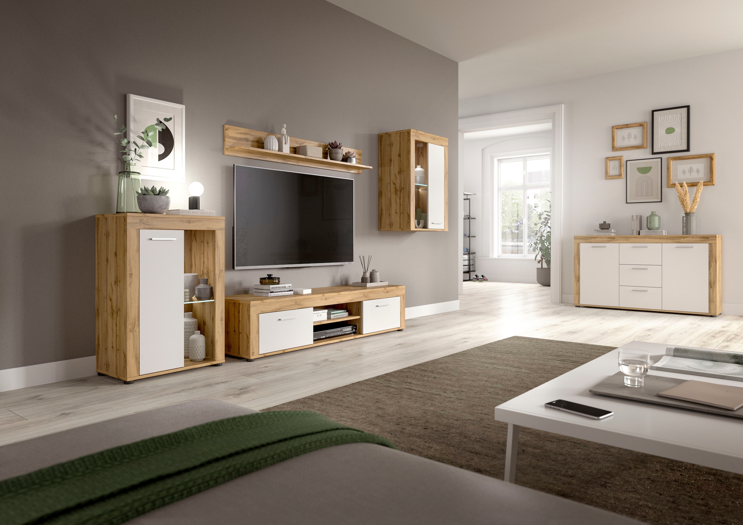 INOSIGN Vitrine »Aosta, Breite 60 cm, stehend oder hängend, in verschiedenen Farben«, Türanschlag wechselbar, 1 Glaseinlegeboden, Hängeeitrine, Standvitrine