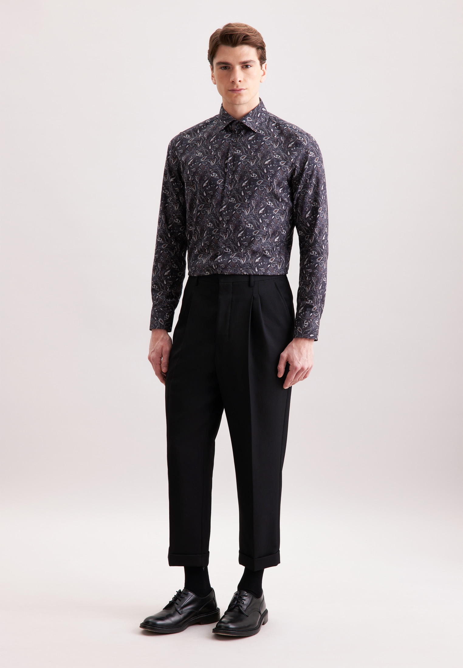 seidensticker Flanellhemd »Schwarze Rose« Slim 1/1 Kentkragen Geblümt