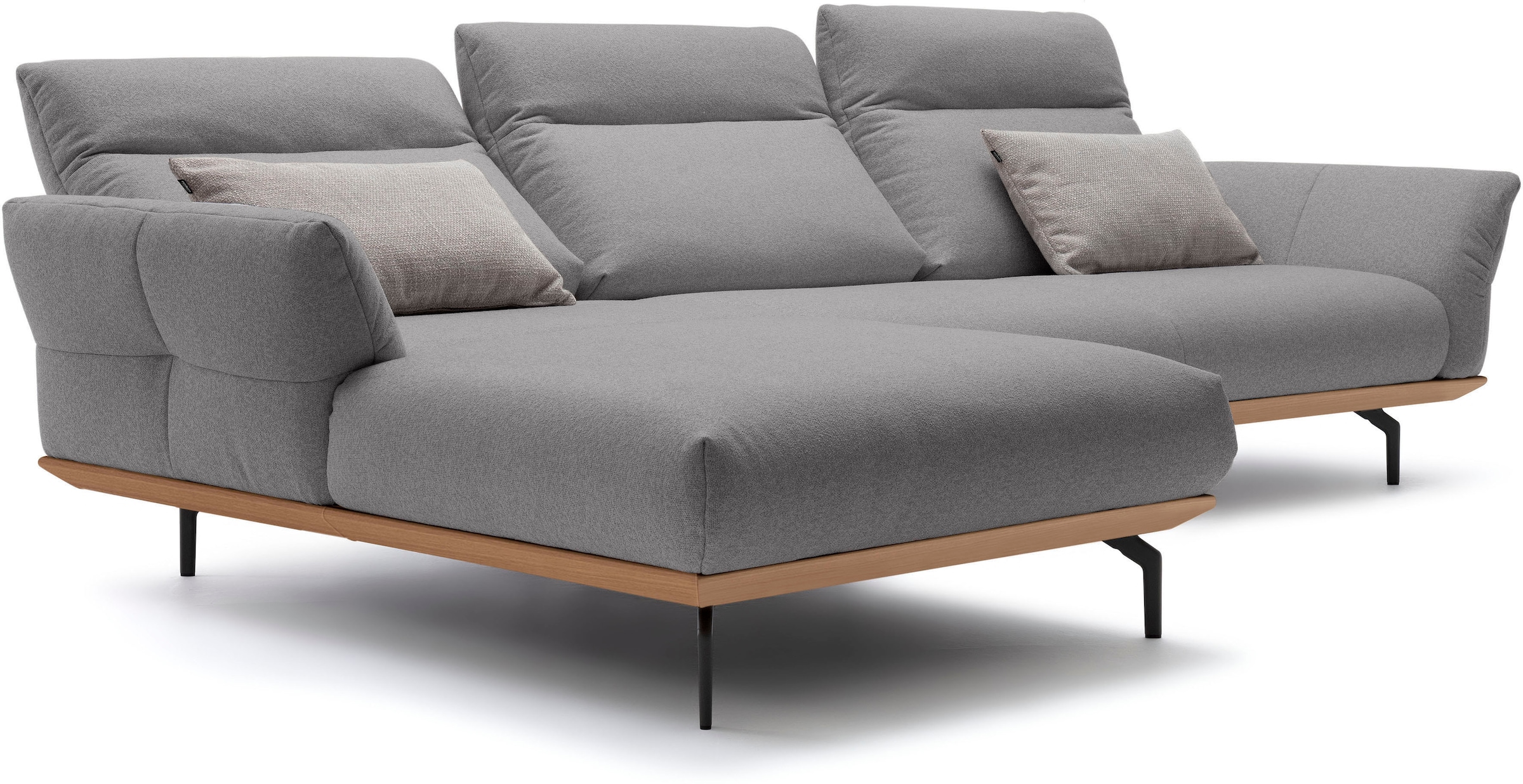 Creation BY ROLF BENZ Canapé d'angle »CR.460 Design-Sofa, verstellbare Rückenlehne, L-Form« Socle en chêne, pieds d'angle en gris ombre, largeur 318 cm