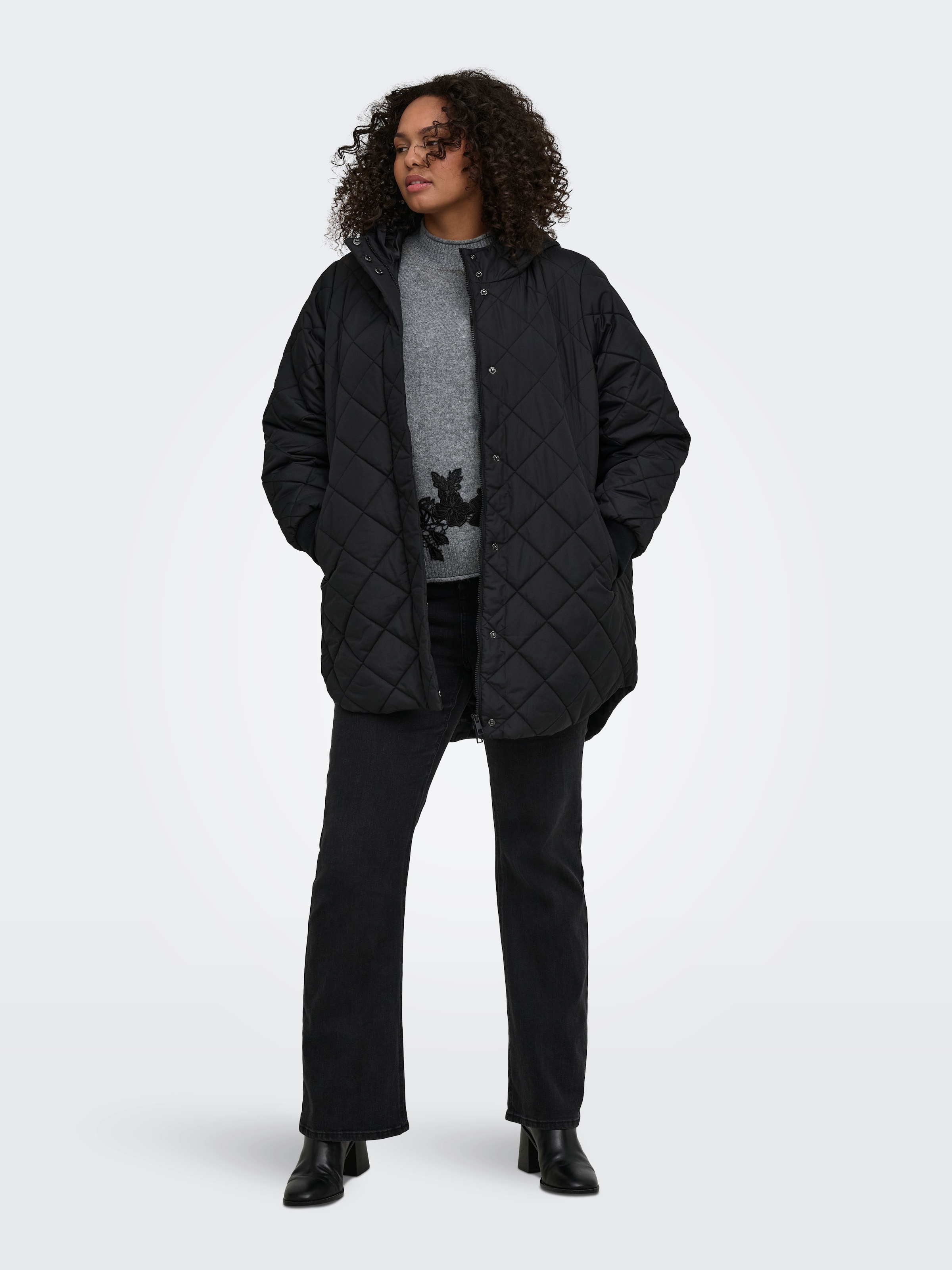 ONLY CARMAKOMA Steppmantel »CARJULIET QUILTD HOOD ZIP COAT OTW NOOS« Kunstfaser