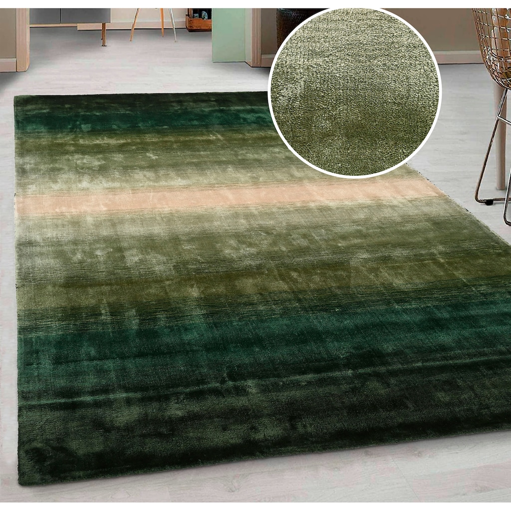 Home affaire Teppich »Katalin«, rechteckig, Kurzflorteppich in Seiden-Optik, Teppiche aus 100% Viskose, mehrfarbig