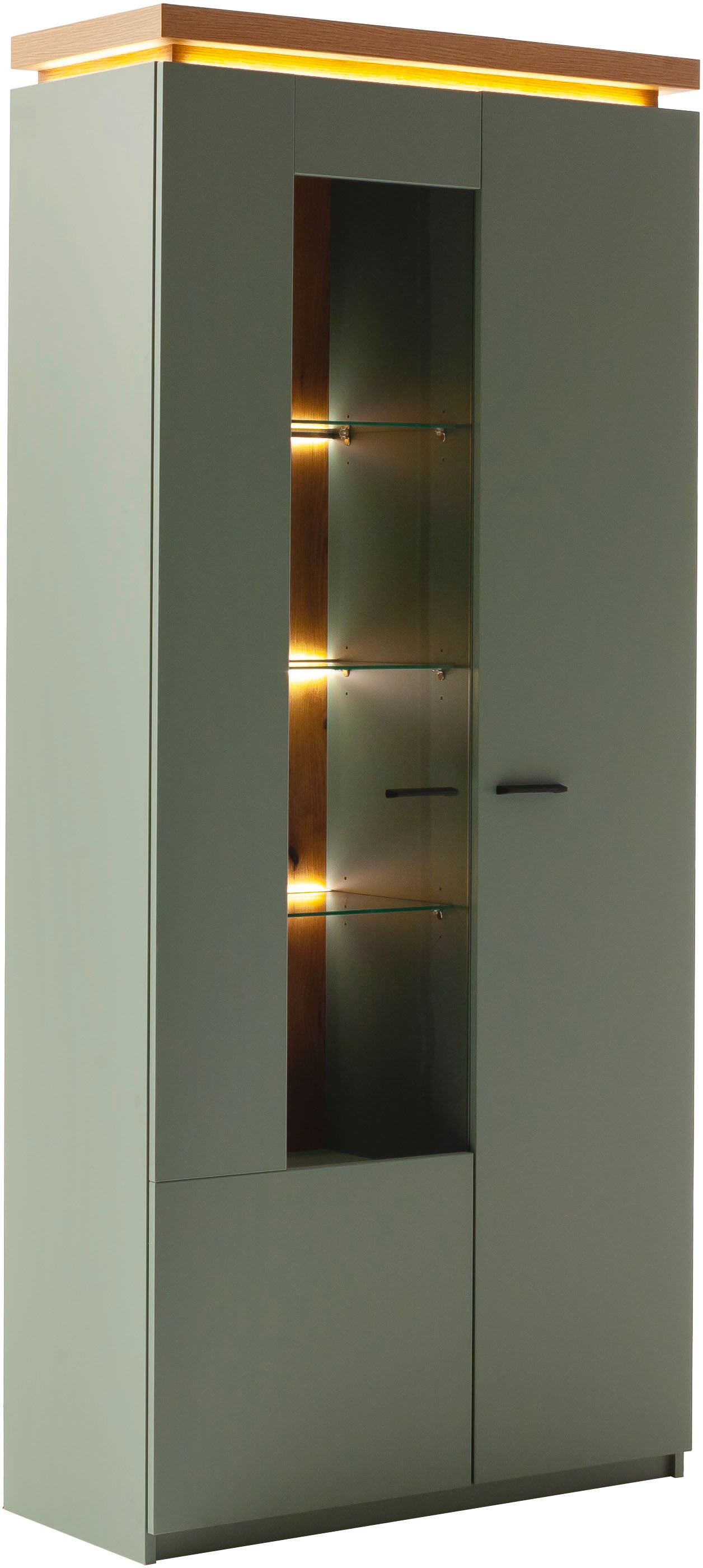 MCA furniture Vitrine »Moniz Kombi-Vitrine« 1 Stk. tlg. Standvitrine,Glasvitrine,Metallgriffe,1 Tür, 3 Glasböden, Höhe 197 cm