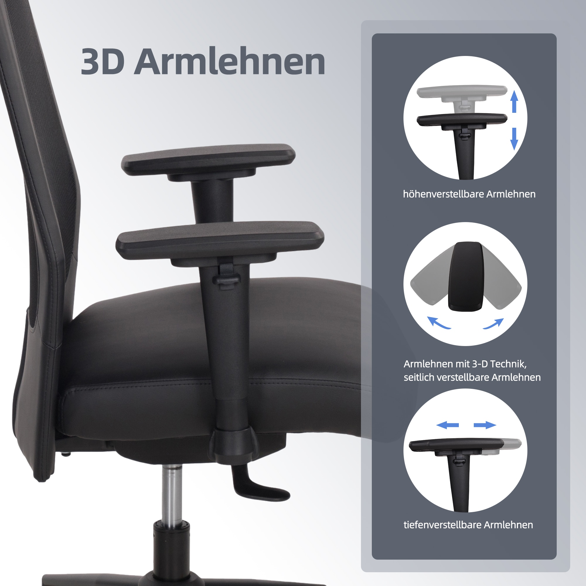 Duo Collection Schreibtischstuhl »SERRIA« () 1 Stk.3-D Armlehnen, Sitztiefen- und höhenverstellung, Nackenkissen