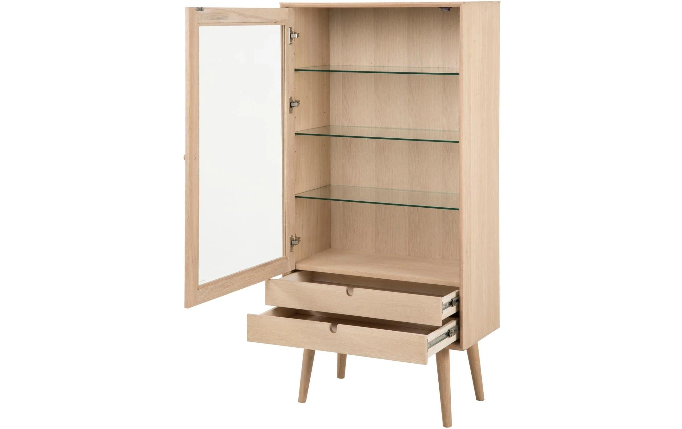 AC Design Vitrine »Century 72 x 36 x 143.2 cm« Elegante Vitrine mit Glaseinsatz und Schubladen in pigmentierter Eiche