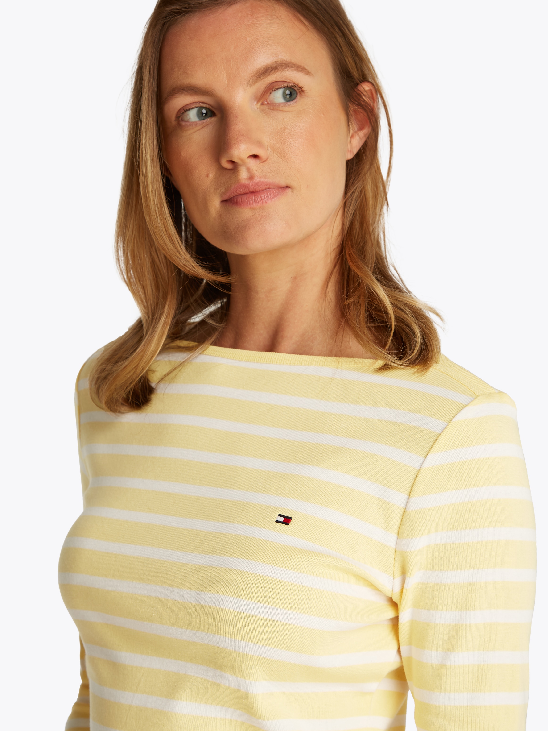 Tommy Hilfiger 3/4-Arm-Shirt »NEW CODY SLIM BOAT-NK 3/4SLV mit U-Boot und Streifen«, gestreift, casual, slim fit, Baumwolle, U-Boot-Ausschnitt