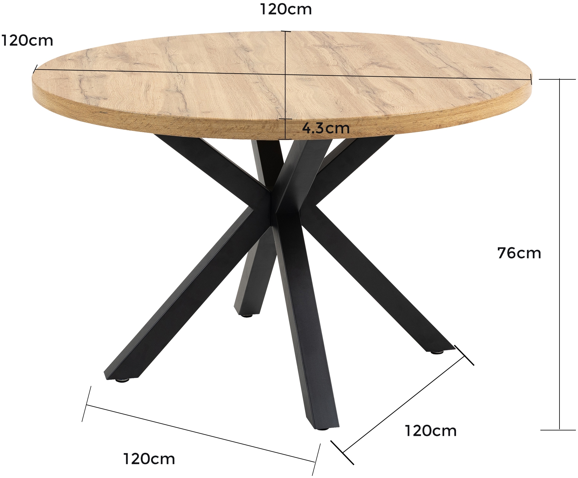 Duo Collection Table de salle à manger »Damira Tisch rund« Structure métallique massive, capacité de charge jusqu'à 100 kg