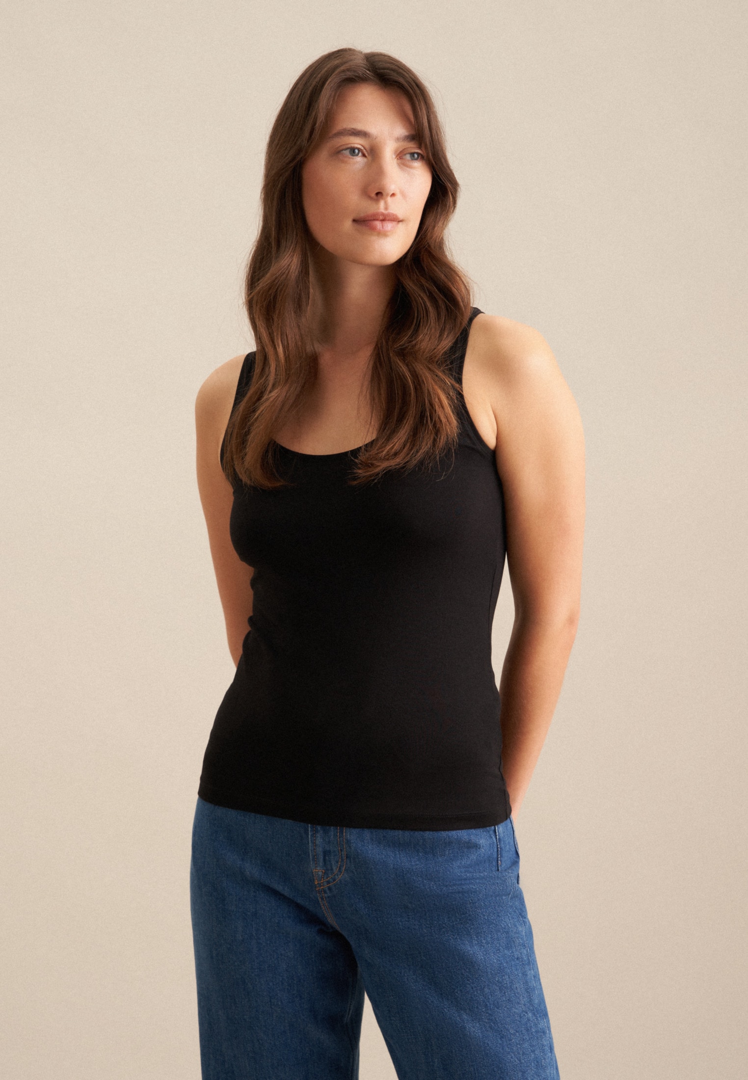 Image of seidensticker Shirttop "Schwarze Rose" Ohne Arm Rundhals Uni