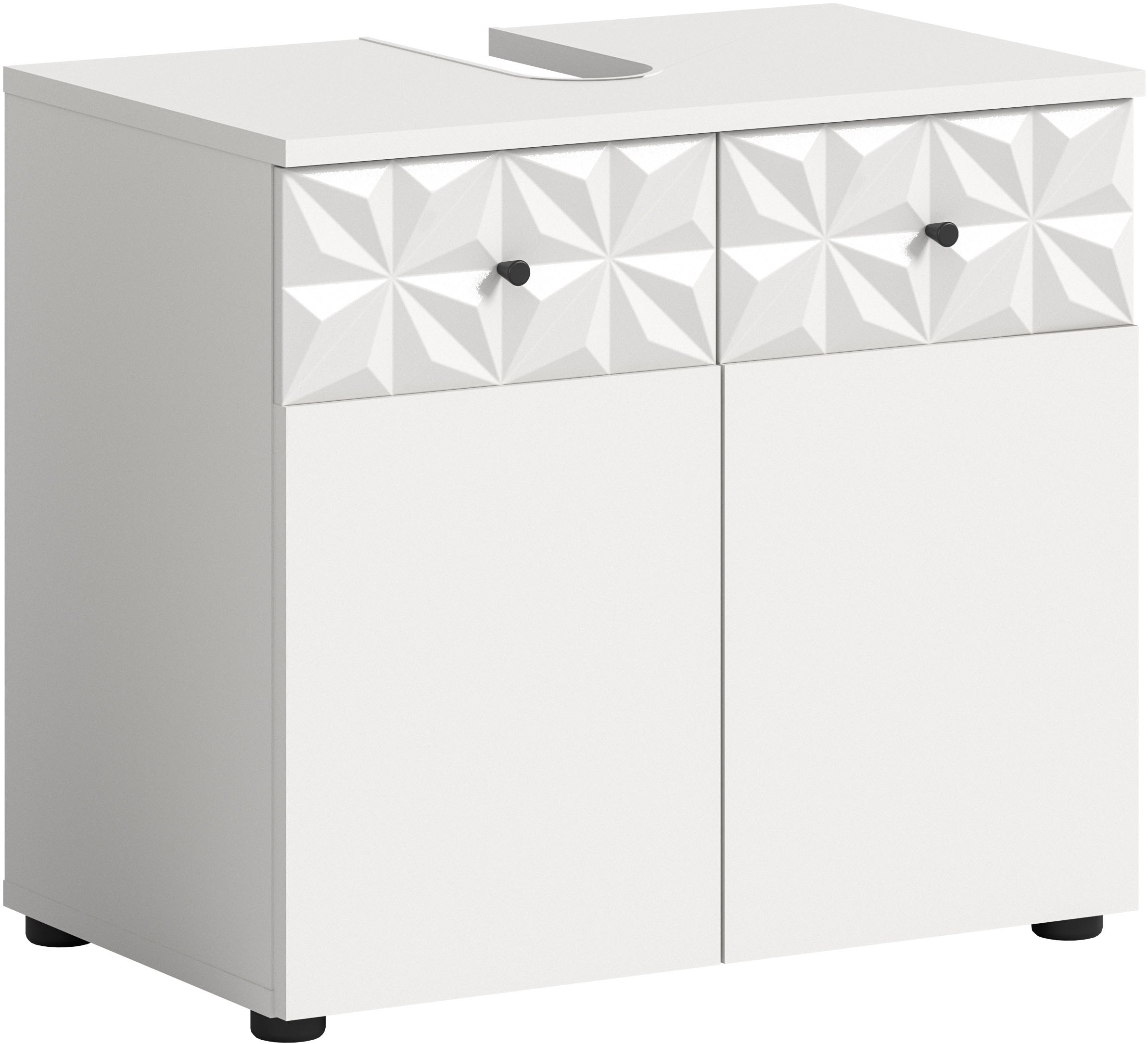 Image of welltime Waschbeckenunterschrank "VICENZA, Breite 60cm, mit Ornamentabsetzung" WBU, Unterschrank, Badschrank, Badunterschrank, Waschbeckenschrank