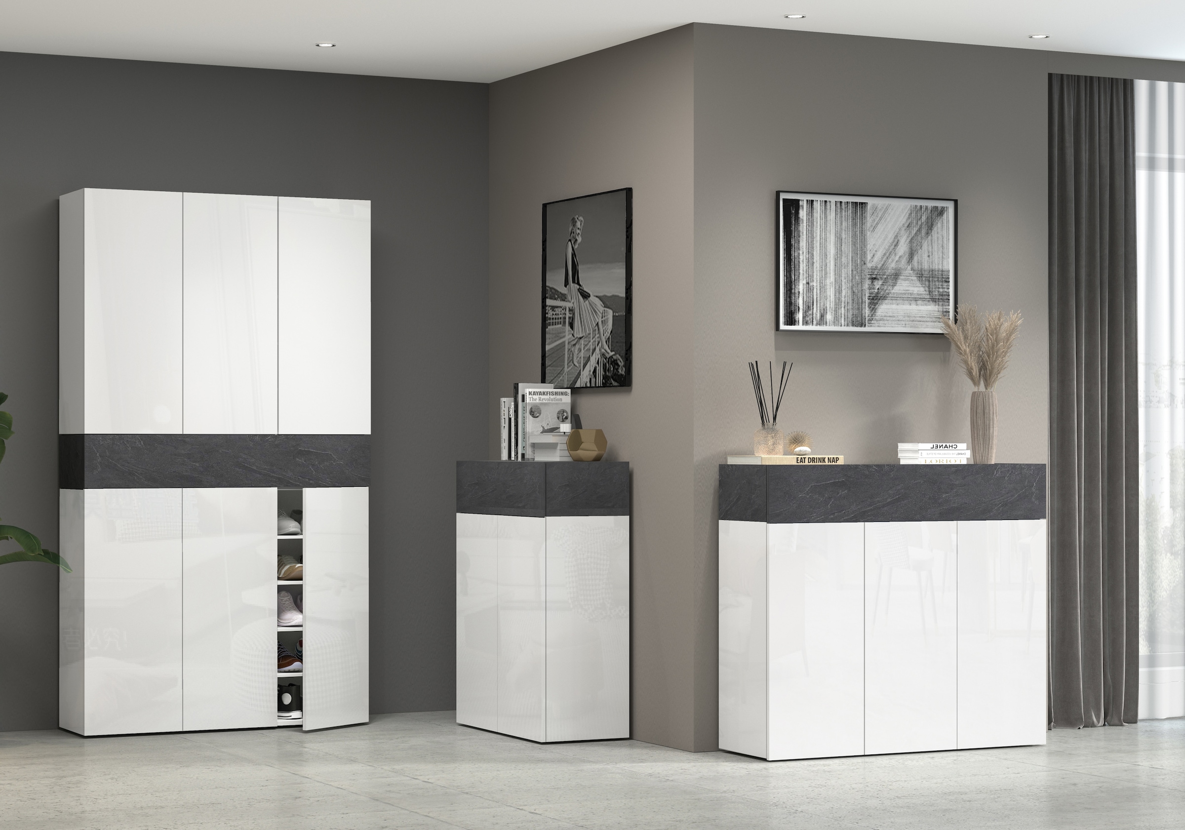 Home affaire Schuhschrank »Savona« Höhe 200cm, 12 Einlegeböden, 21 Fächer