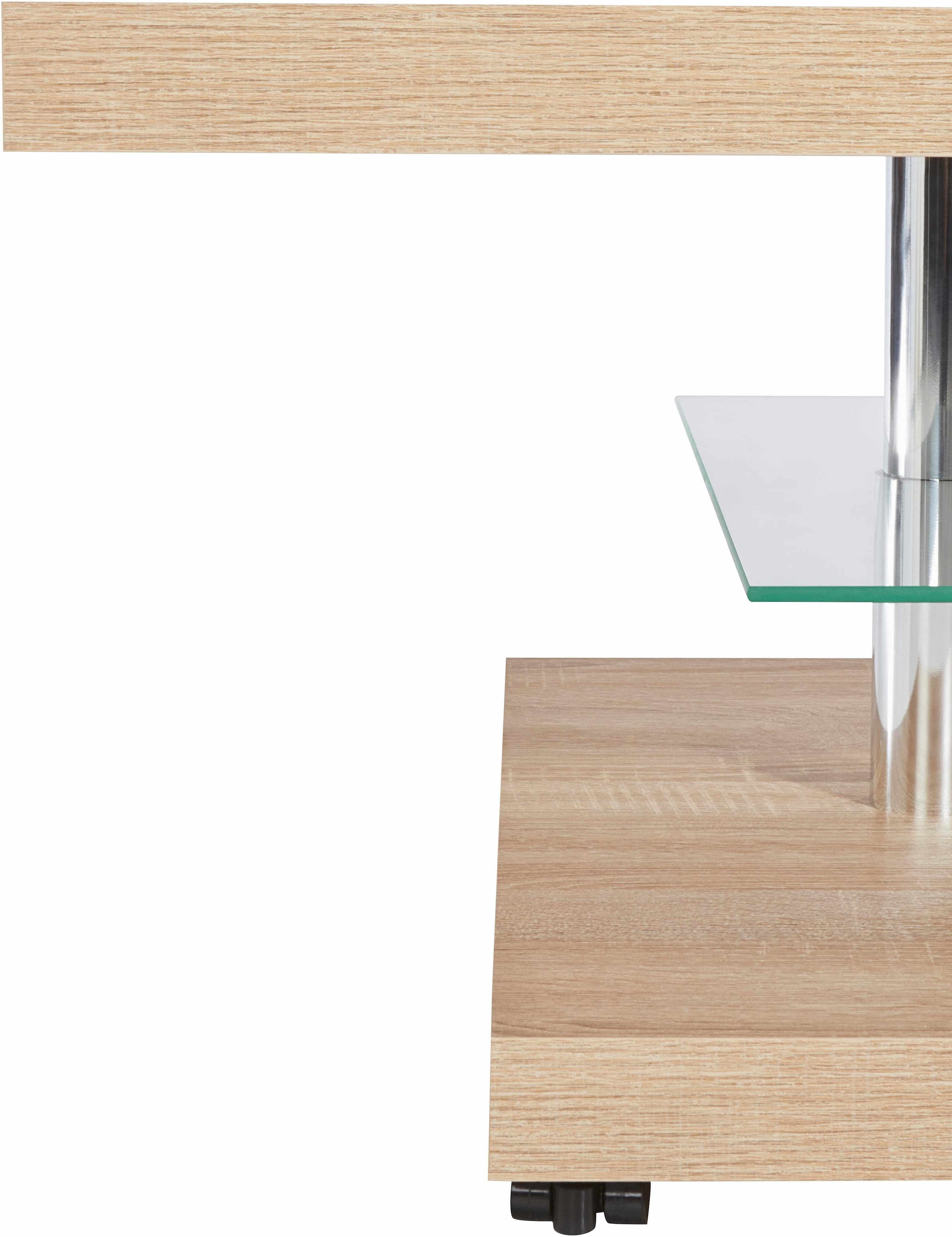 PRO Line Couchtisch, aus Holz, mit Ablageboden aus Glas, mit Rollen,  rechteckig kaufen