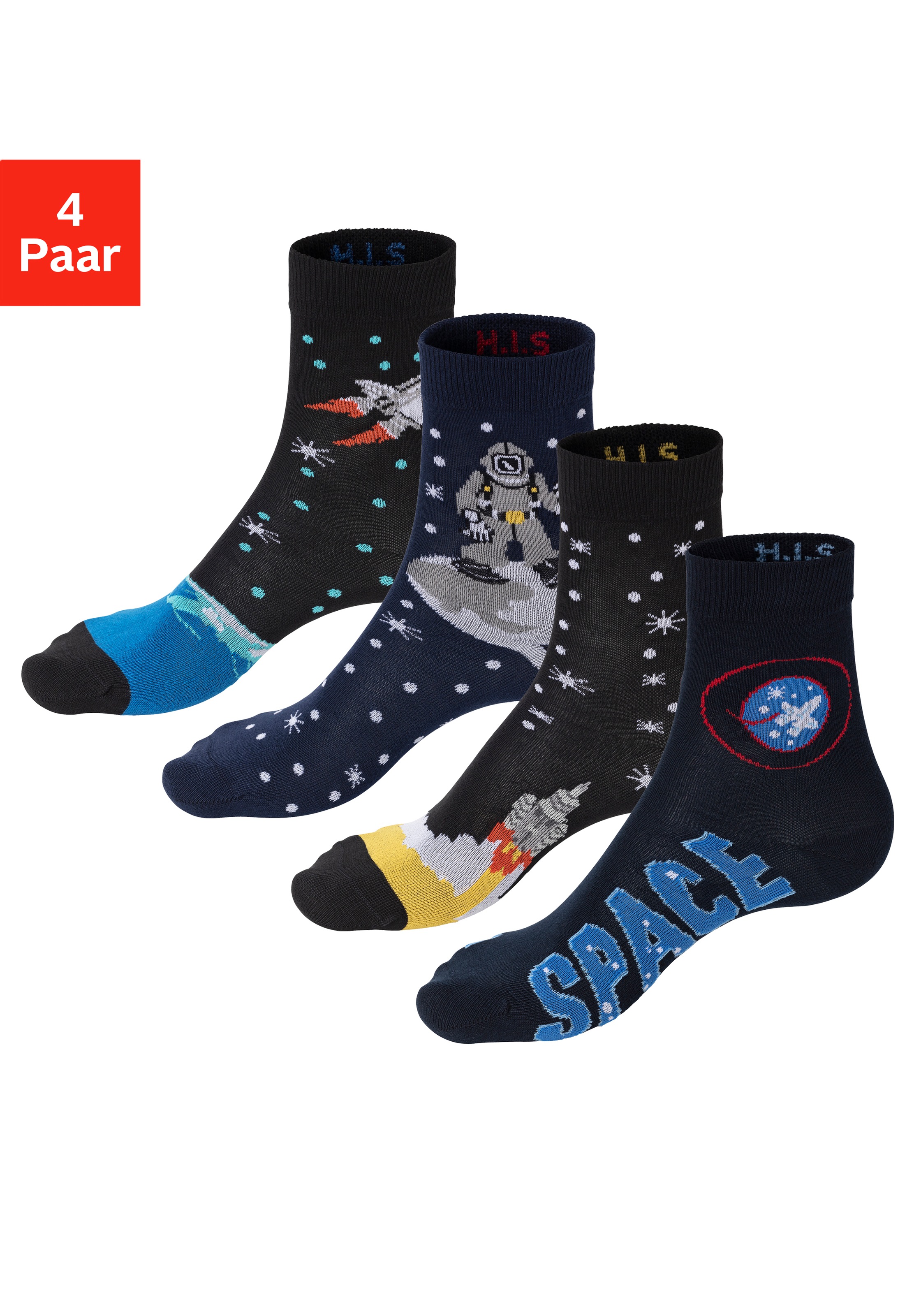 Image of H.I.S Socken Packung, 4 Paar tlg. mit eingestrickten Motiven