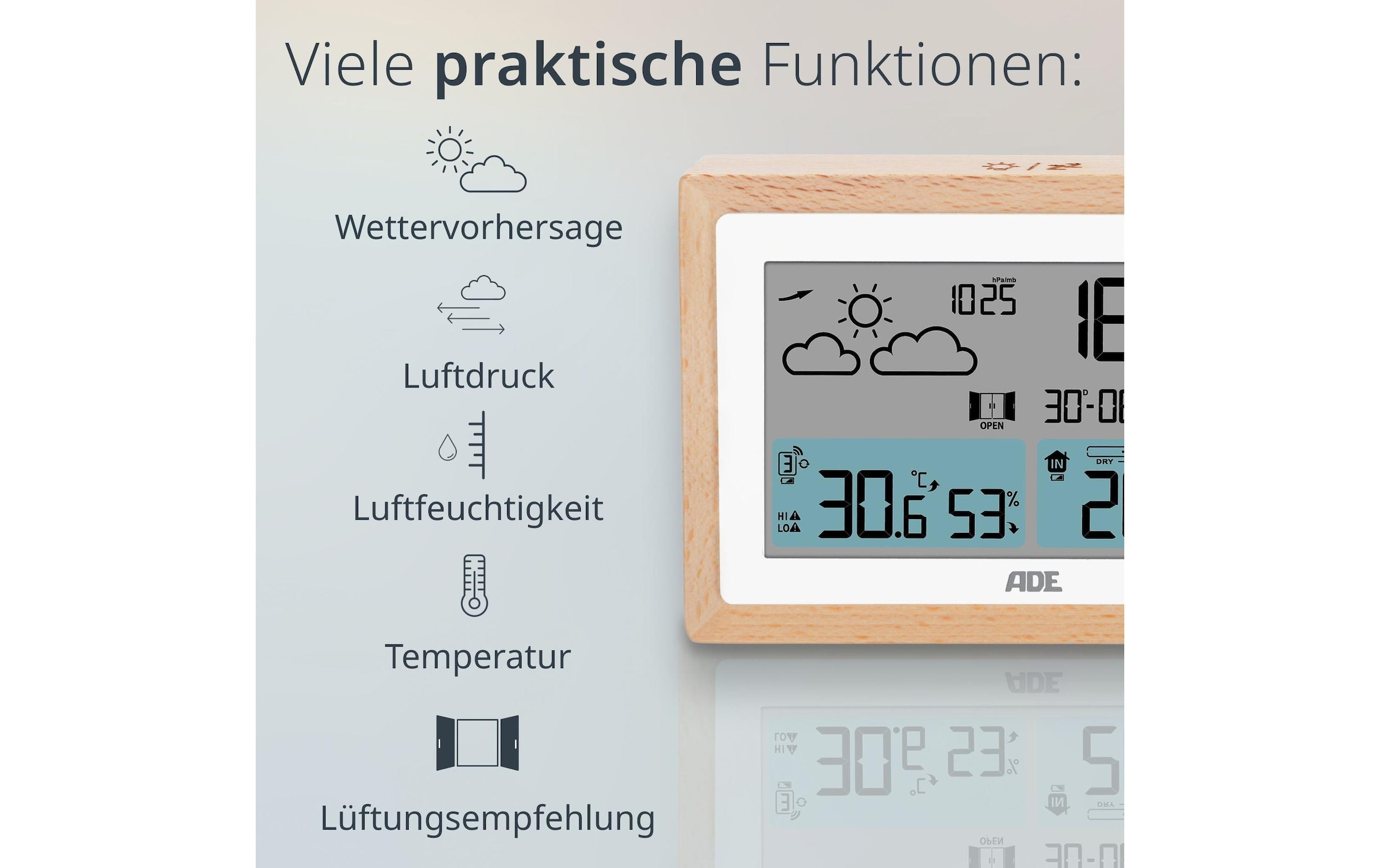 ADE Funkwetterstation »mit Funk-Aussensensor«