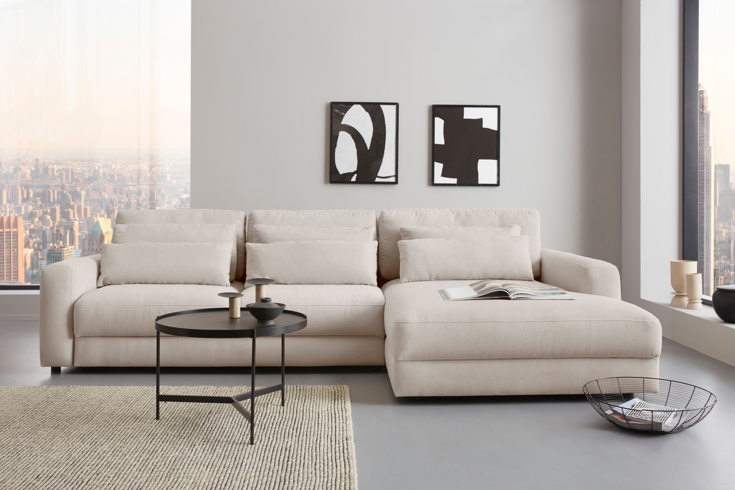 Home affaire Ecksofa »Bloomfield, bequem und elegant, Breite 303cm, L-Form« wahlweise mit Bettfunktion und Bettkasten, Unser Dauertiefpreis