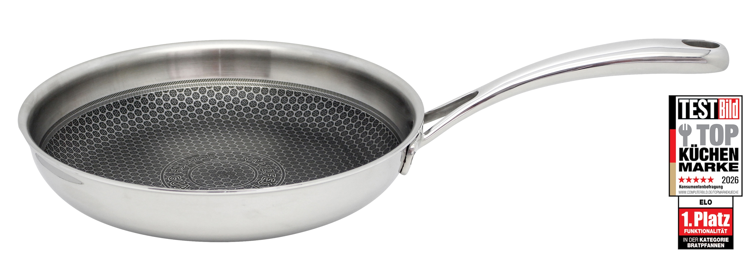 Image of Elo Premium Bratpfanne "Relief Evolution" Edelstahl 18/10 1 tlg. tlg. einzigartiges Öl Dosiersystem, Induktion