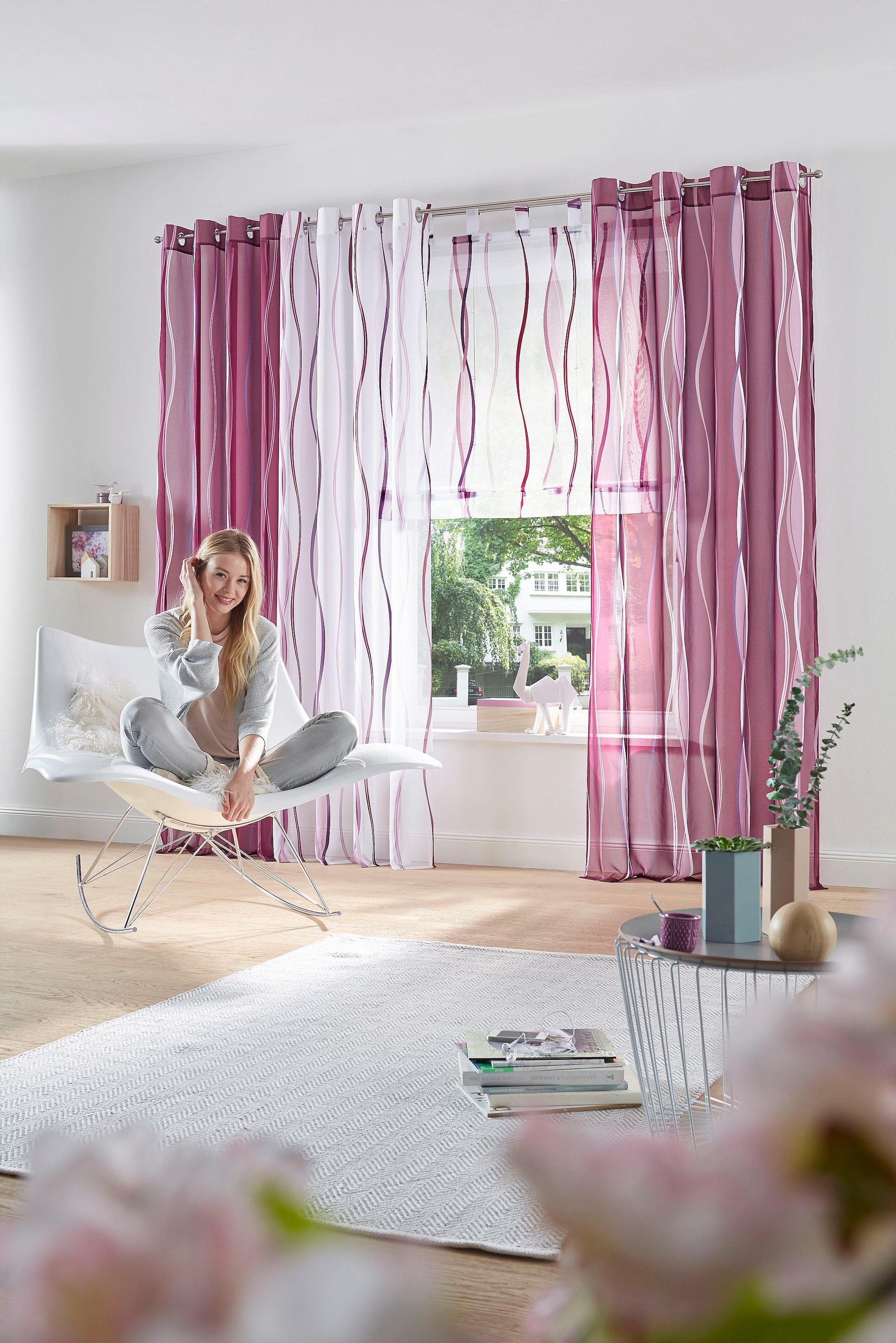 my home Raffrollo »Dimona«, mit Schlaufen, Transparent, Voile, Polyester  kaufen